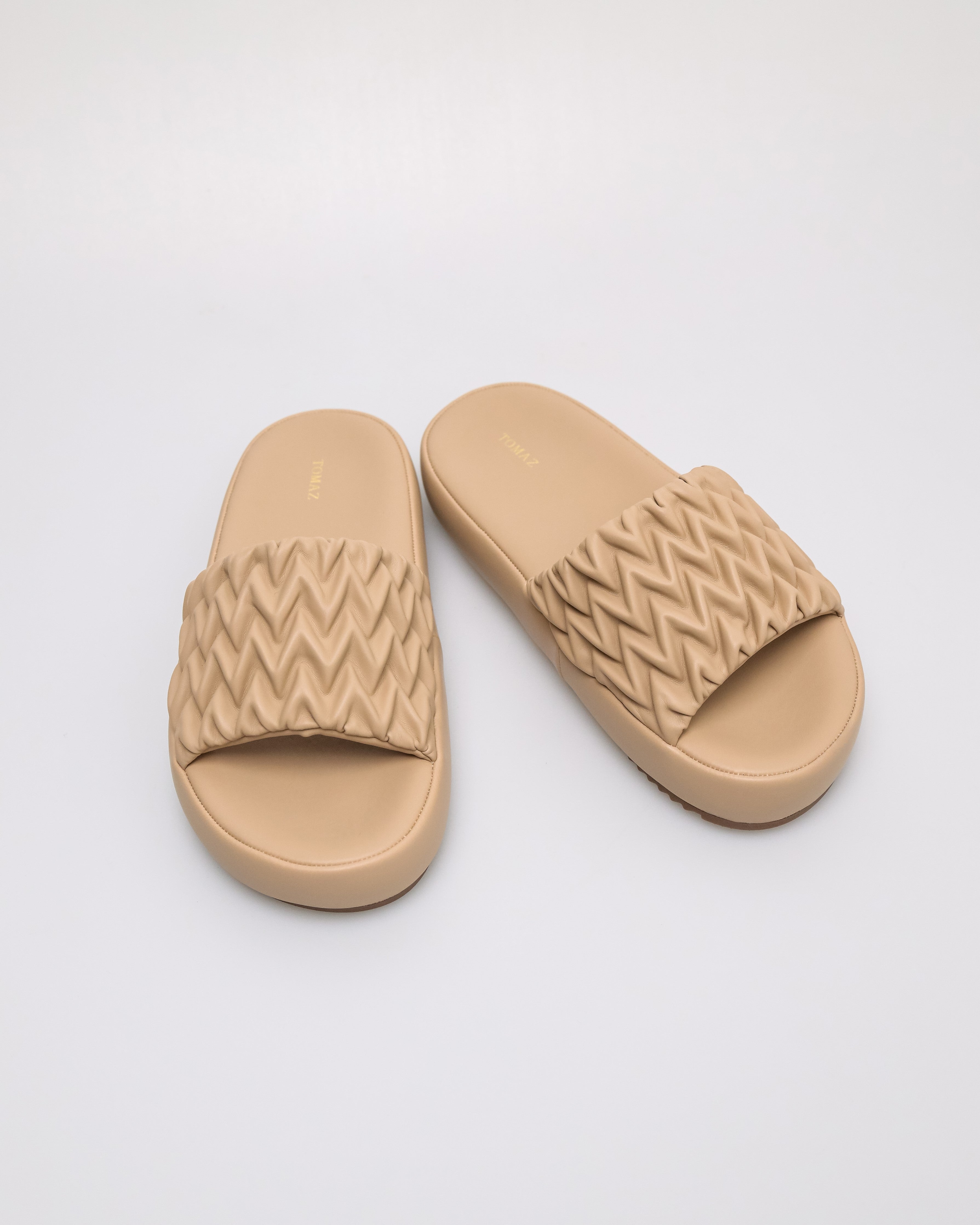 Tomaz NN449 Ladies Chevron Flats (Beige)