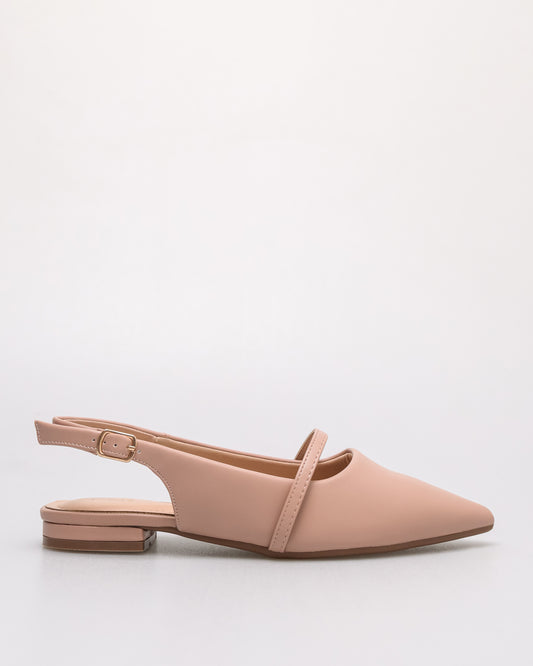 Tomaz NN437 Ladies Pointy Slingback Flats (Nude)