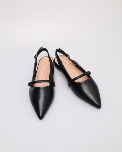 Tomaz NN437 Ladies Pointy Slingback Flats (Black)