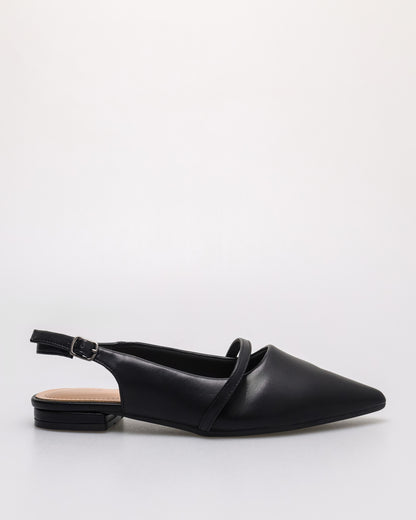 Tomaz NN437 Ladies Pointy Slingback Flats (Black)