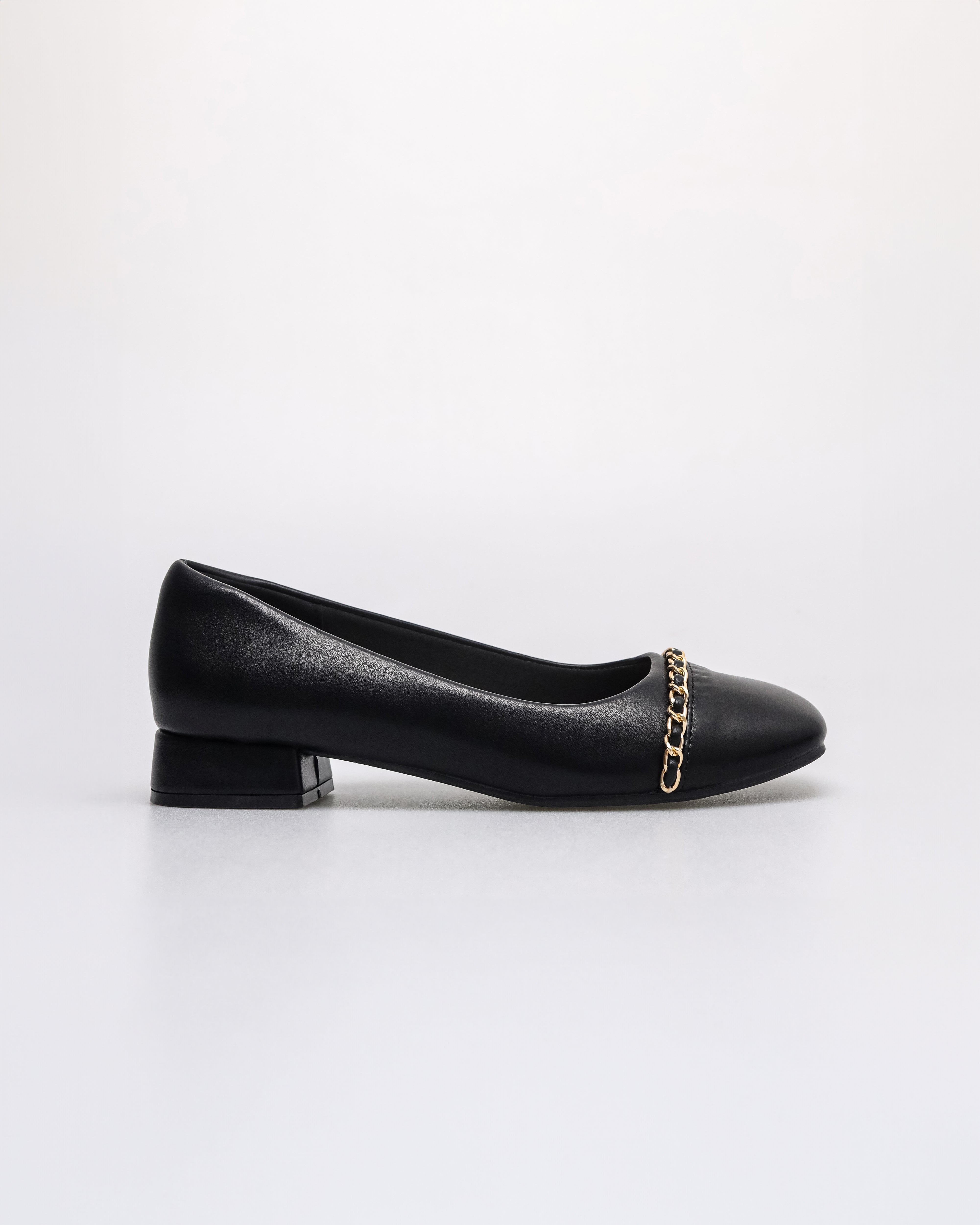 Tomaz NN284 Ladies Gold Chain Flats (Black)