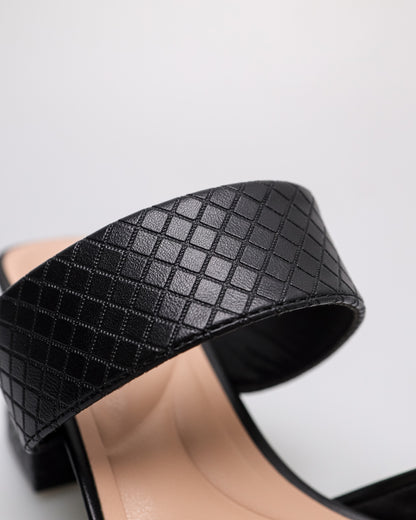 Tomaz NN369 Ladies Quilted Block Heels (Black)