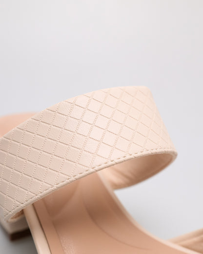 Tomaz NN369 Ladies Quilted Block Heels (Cream)