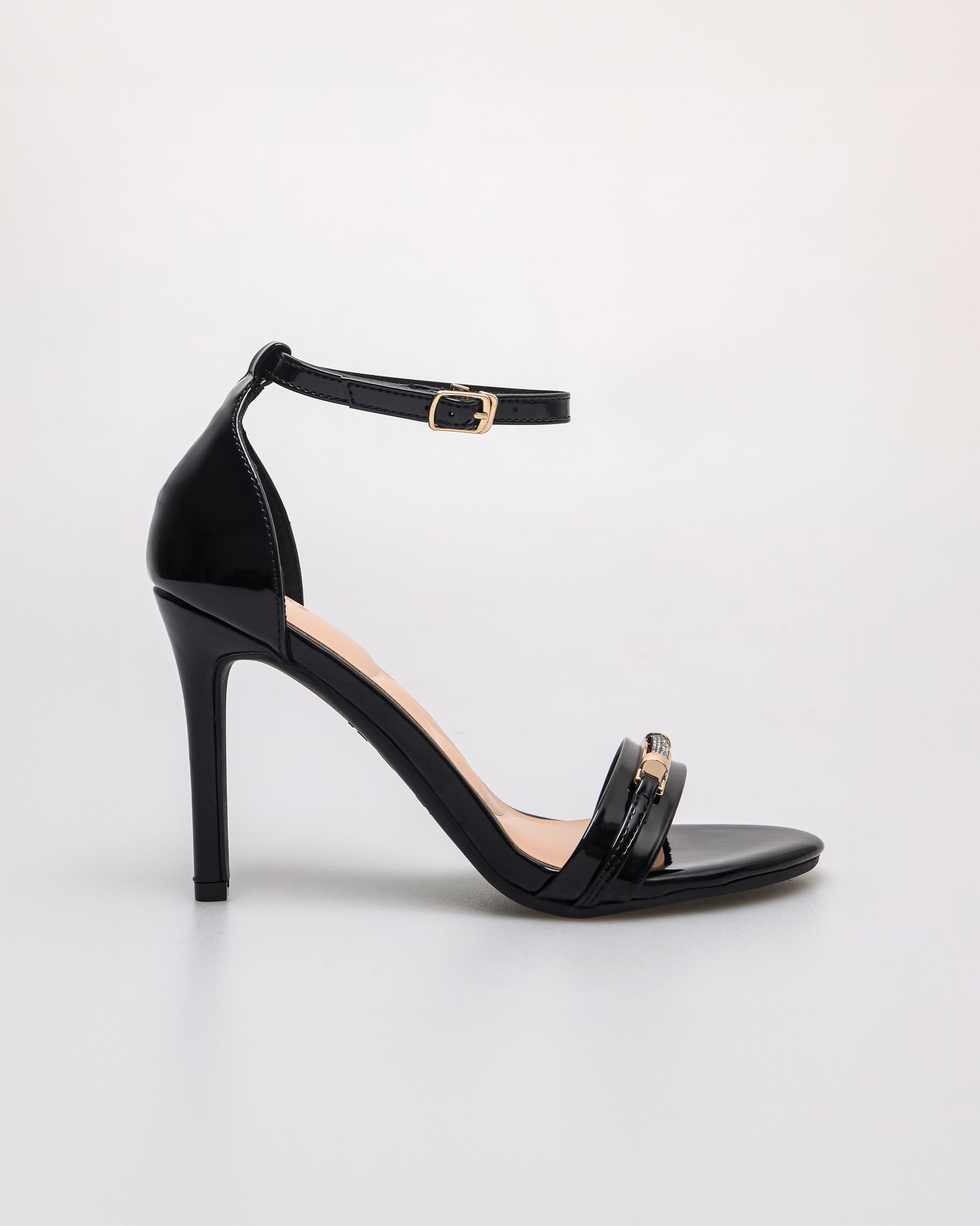 Tomaz NN349 Ladies Ankle Strap Glittery Heels (Black)