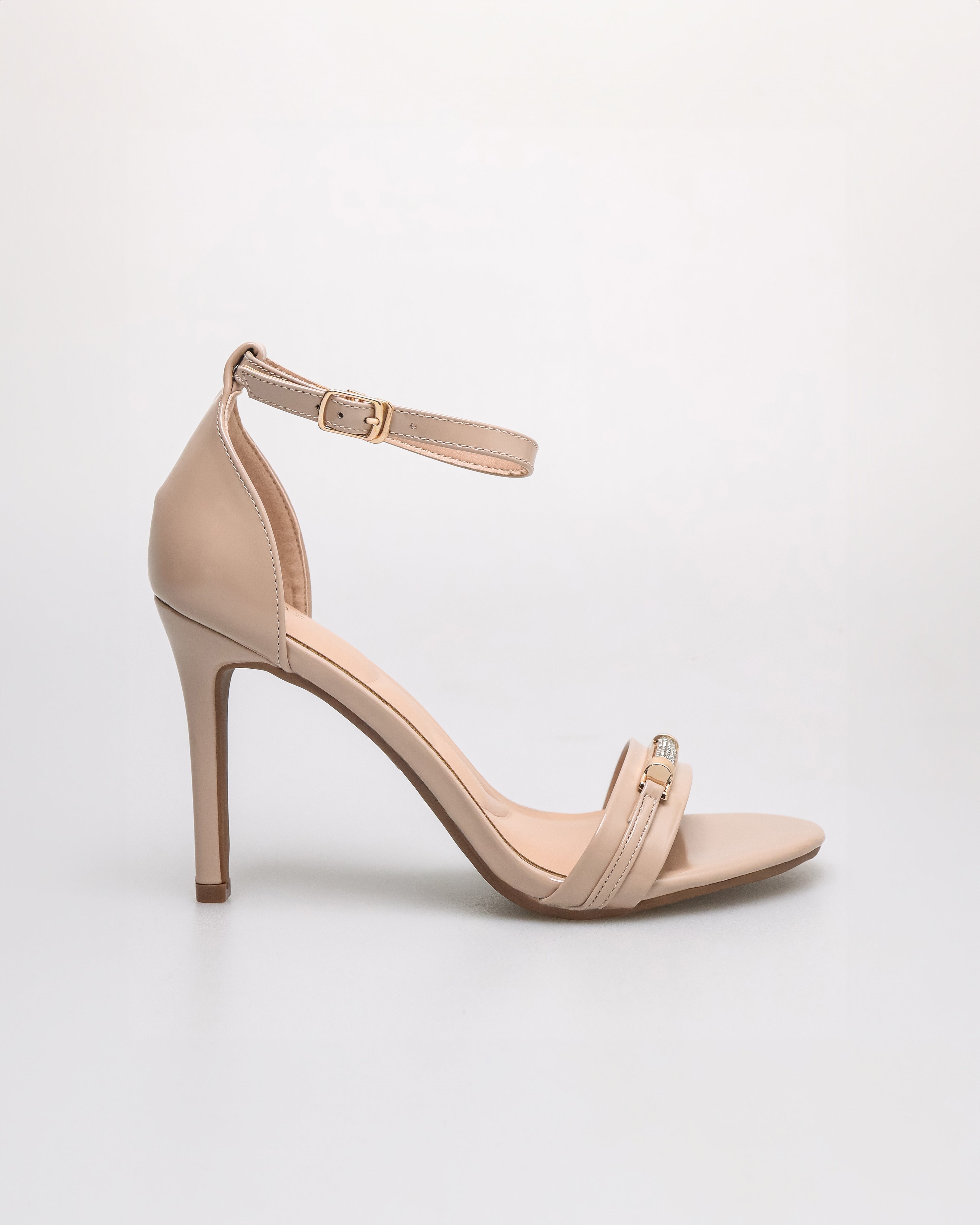 Tomaz NN349 Ladies Ankle Strap Glittery Heels (Nude)