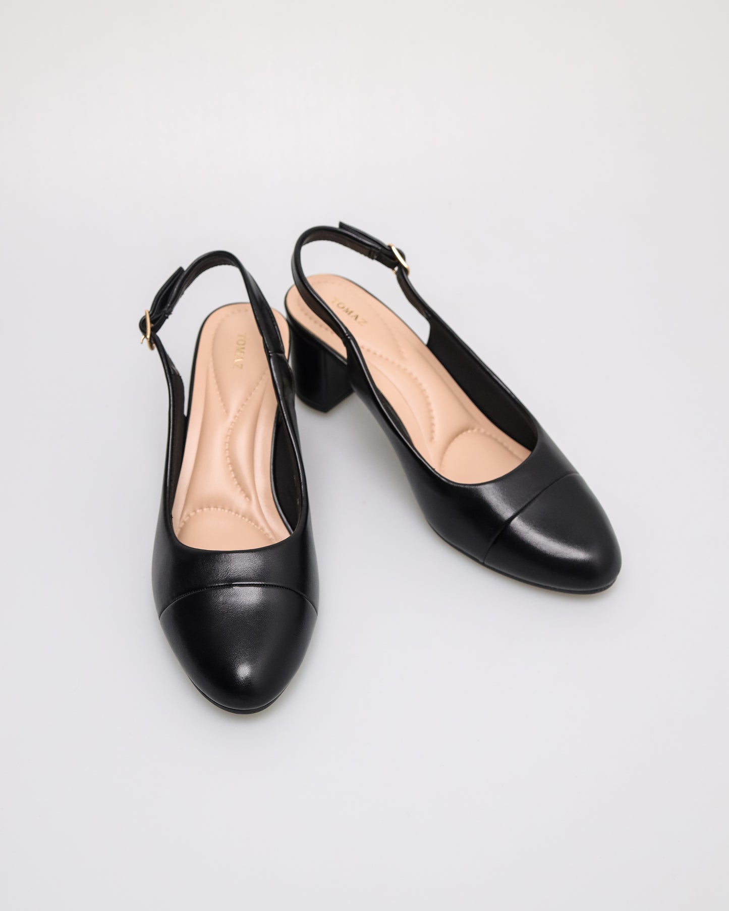 Tomaz NN379 Ladies Plain Ballerina Slingback Heels (Black)