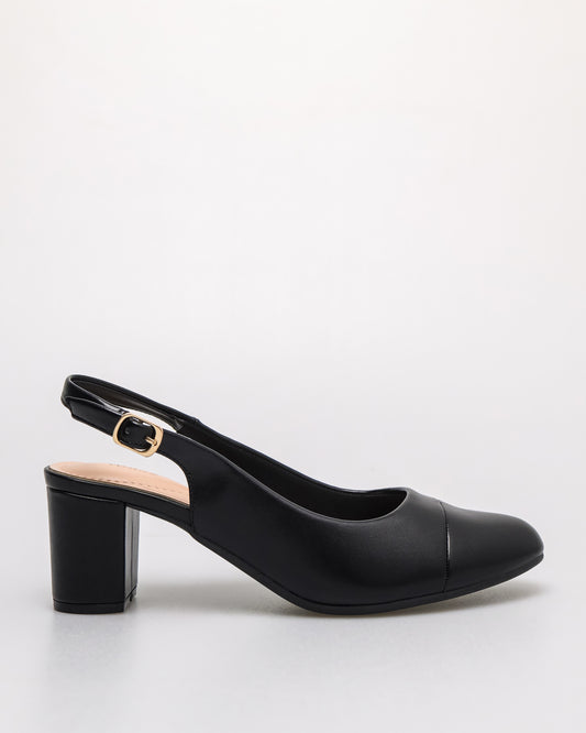 Tomaz NN379 Ladies Plain Ballerina Slingback Heels (Black)