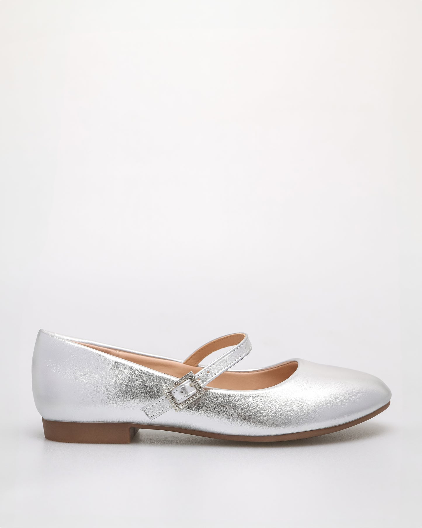 Tomaz NN444 Ladies Crystal Buckle Flats (Silver)