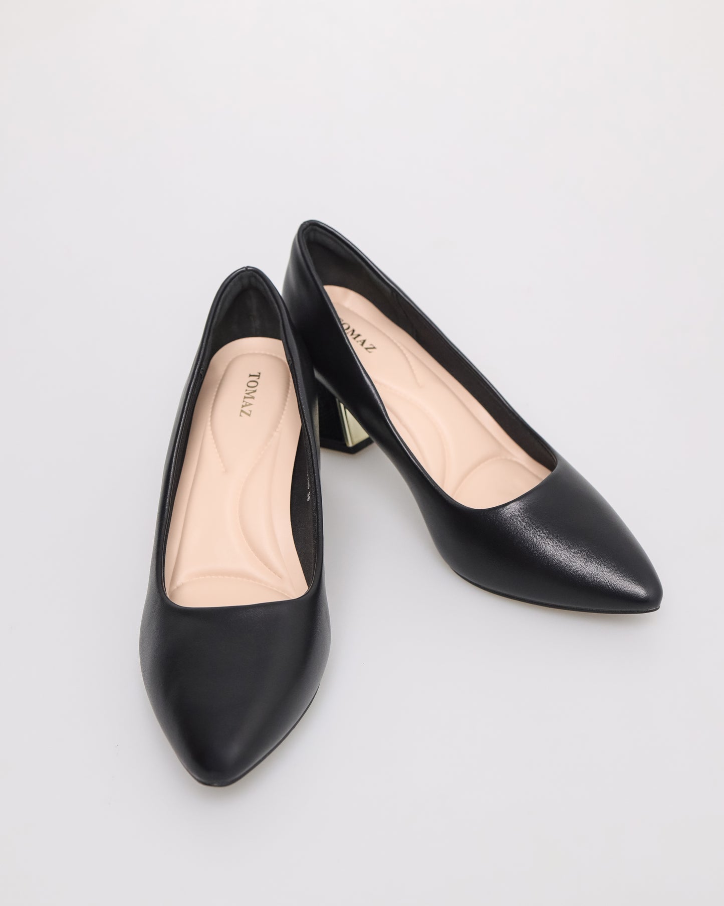 Tomaz NN155 Ladies Gold Block Heels (Black)