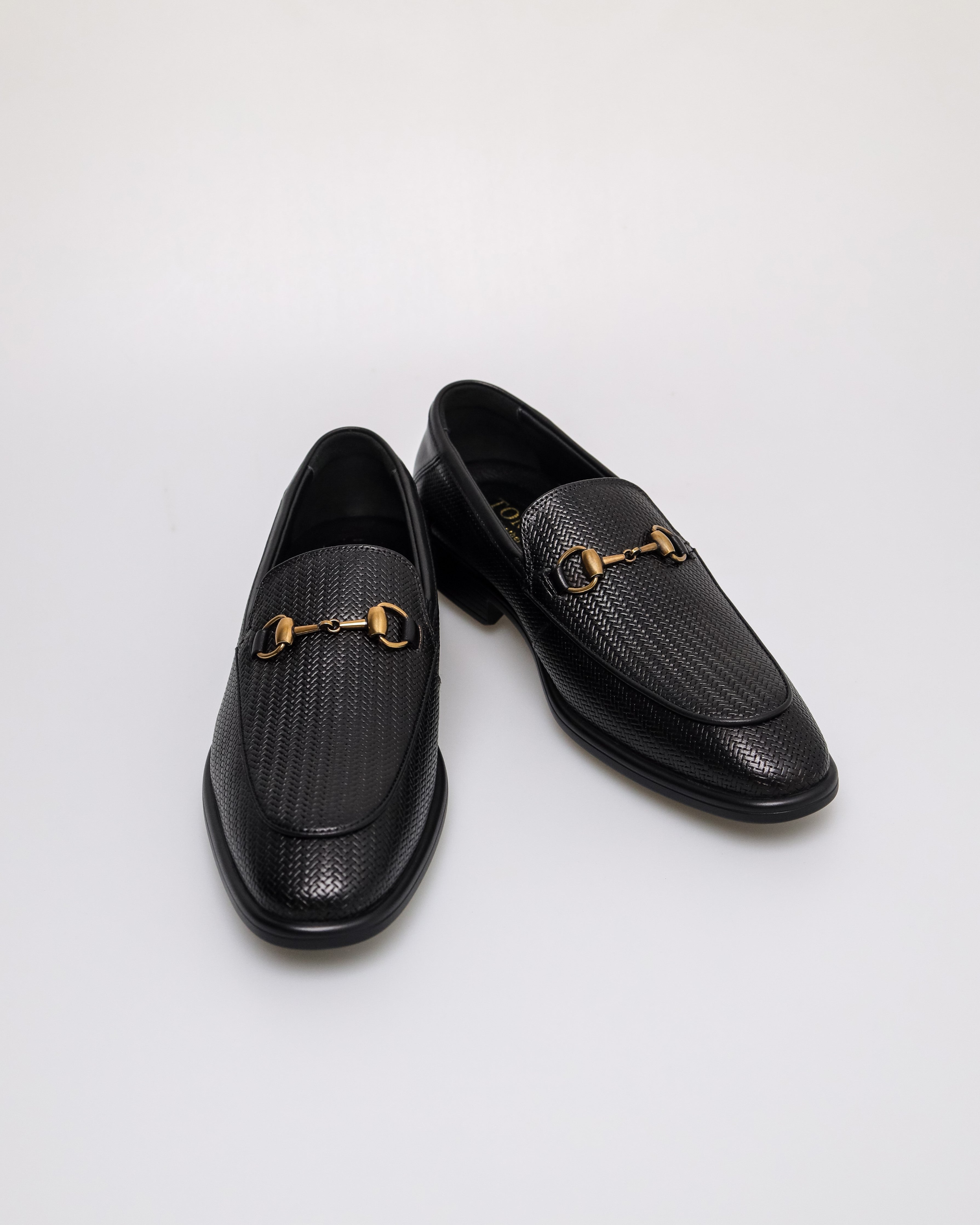 Tomaz F428 Men's Woven Horsebit Loafers (Black)