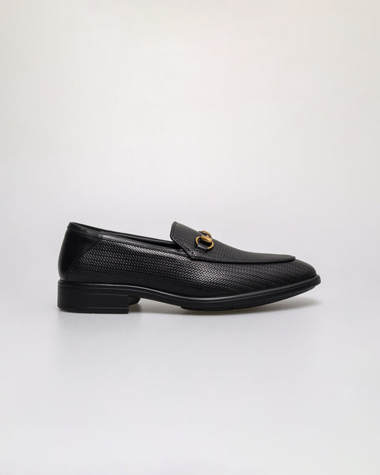 Tomaz F428 Men's Woven Horsebit Loafers (Black)