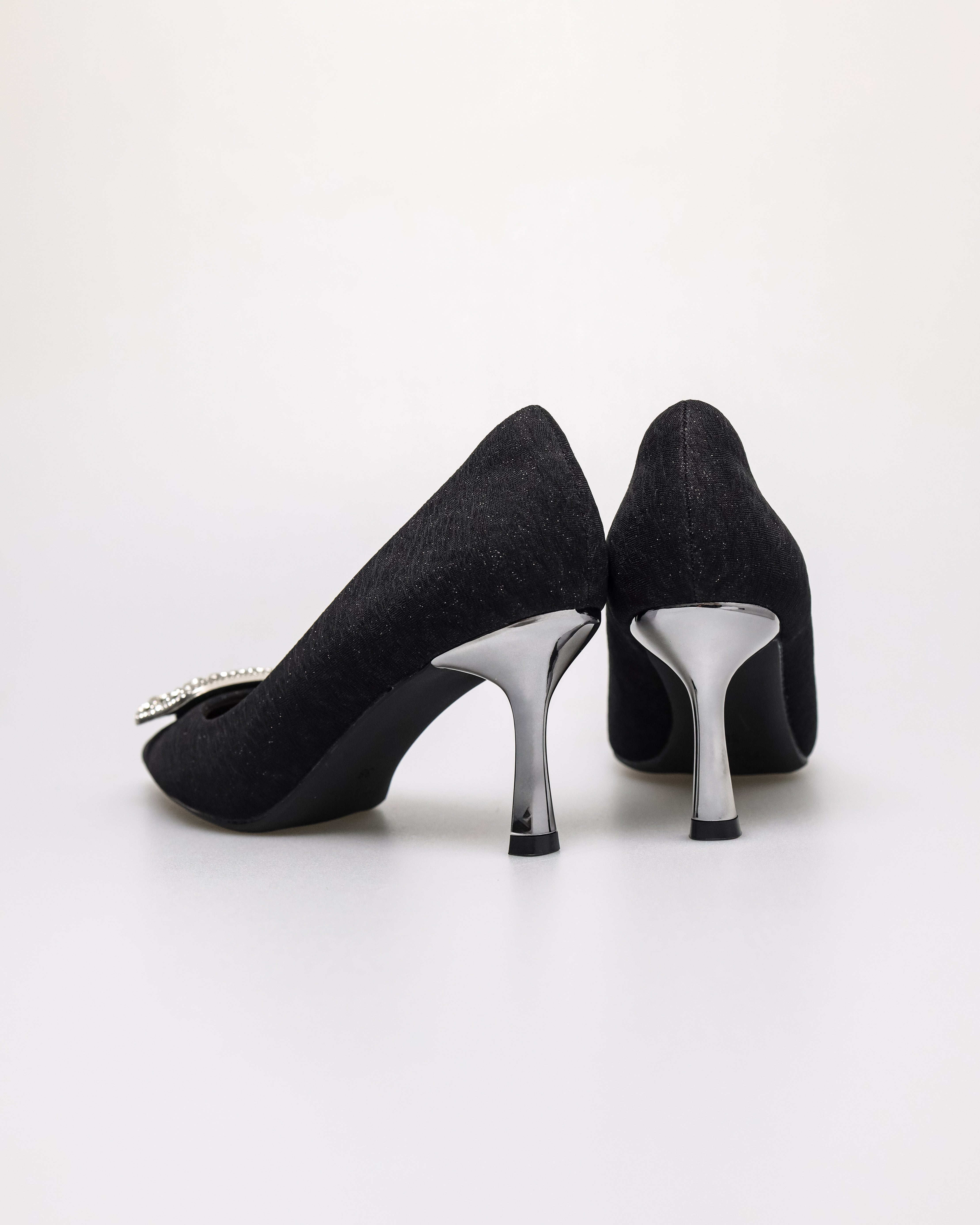 Tomaz NN526 Ladies Glittery Pointy Heels (Black)