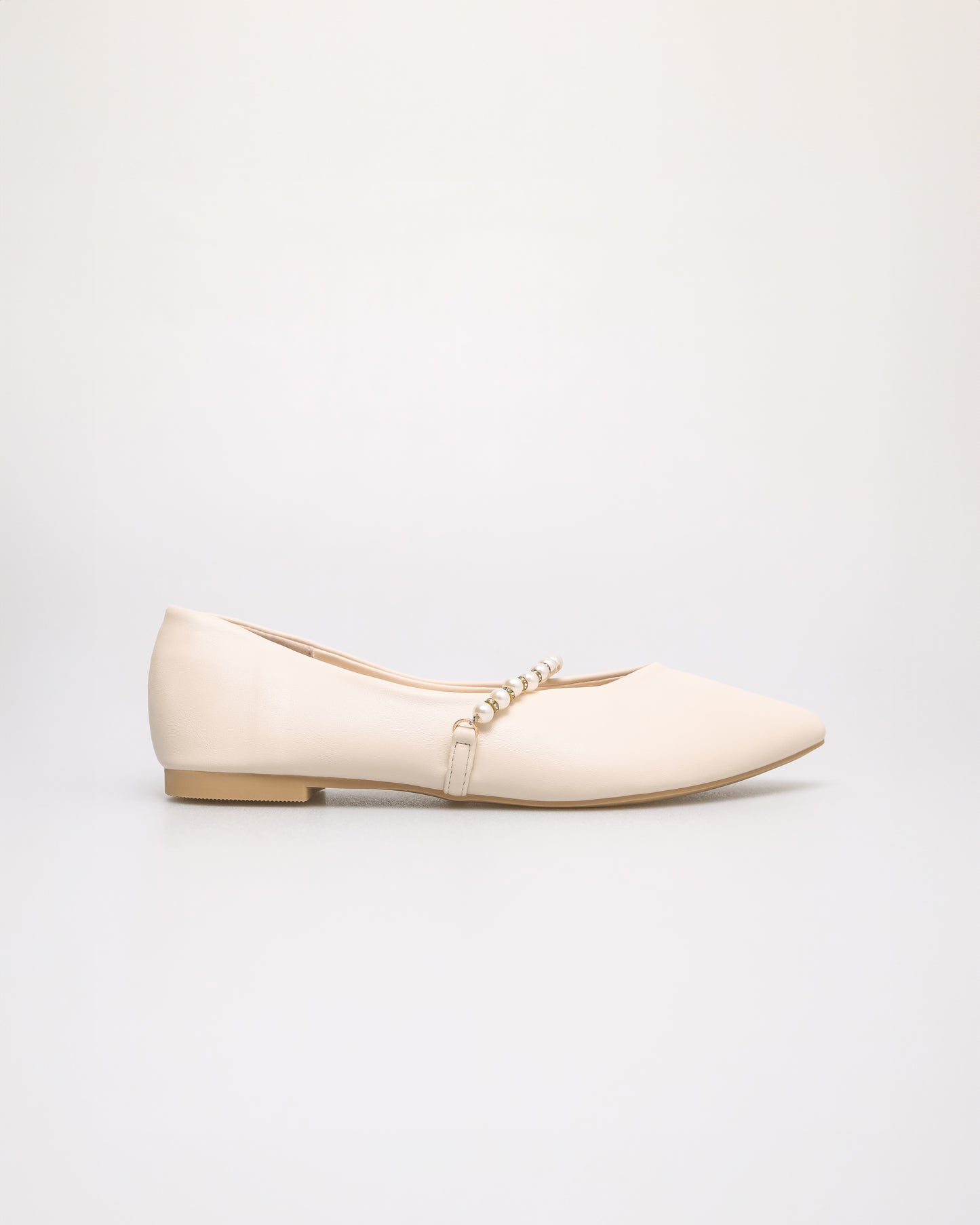 Tomaz YX193 Ladies Plain Pearl Flats (Cream)