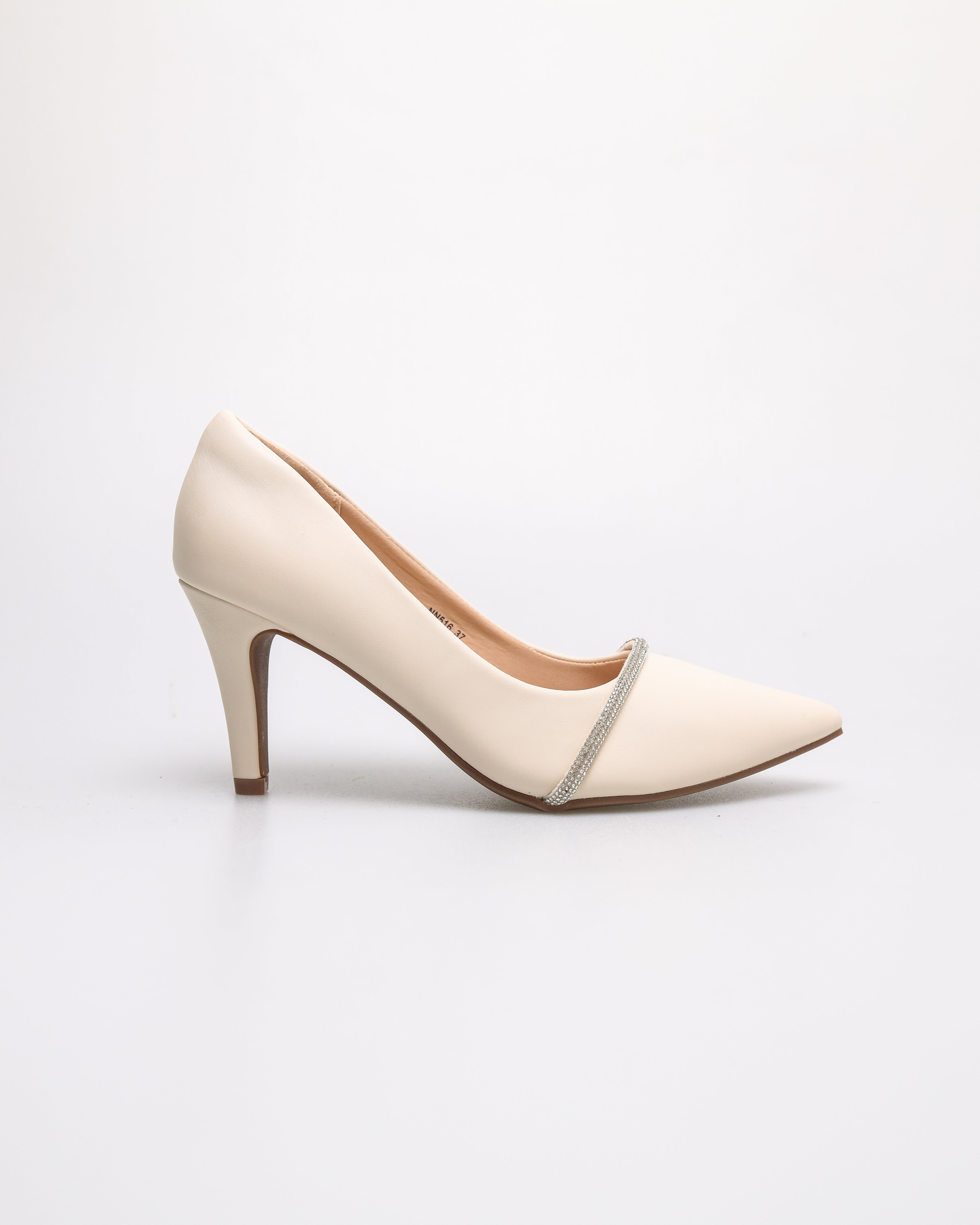 Tomaz NN516 Ladies Glitter Band Heels (Cream)