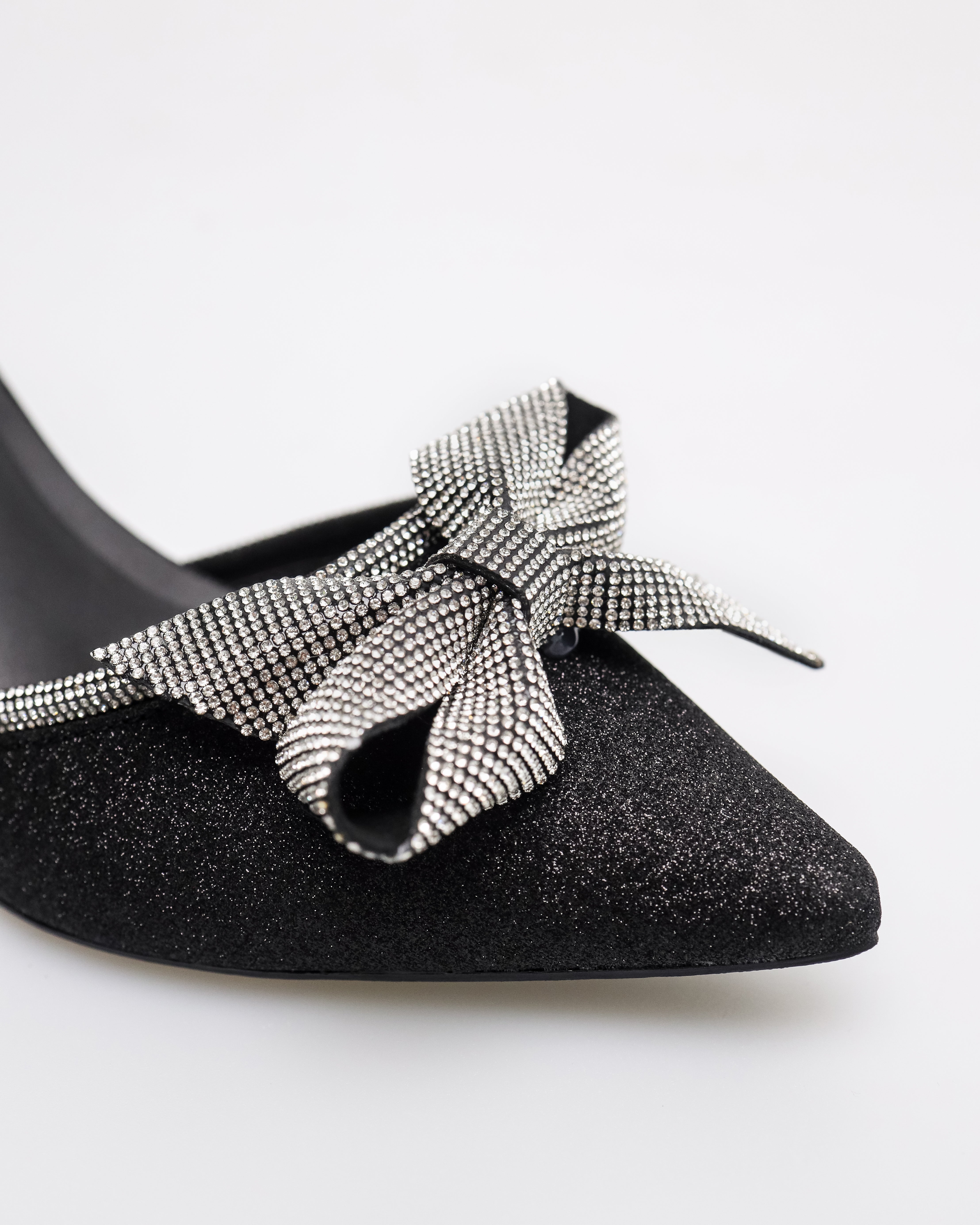 Tomaz NN528 Ladies Glittery Ribbon Heels (Black)