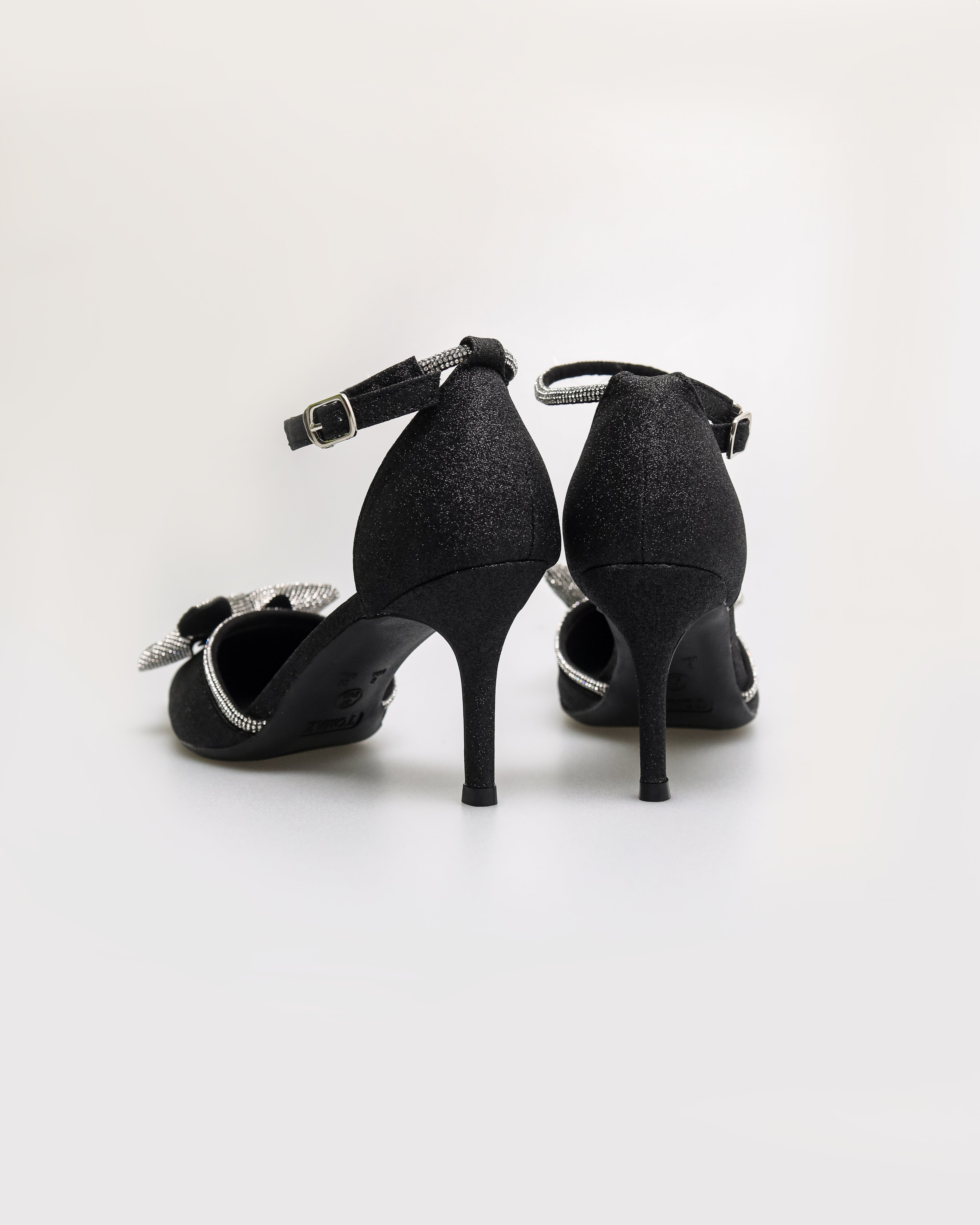 Tomaz NN528 Ladies Glittery Ribbon Heels (Black)