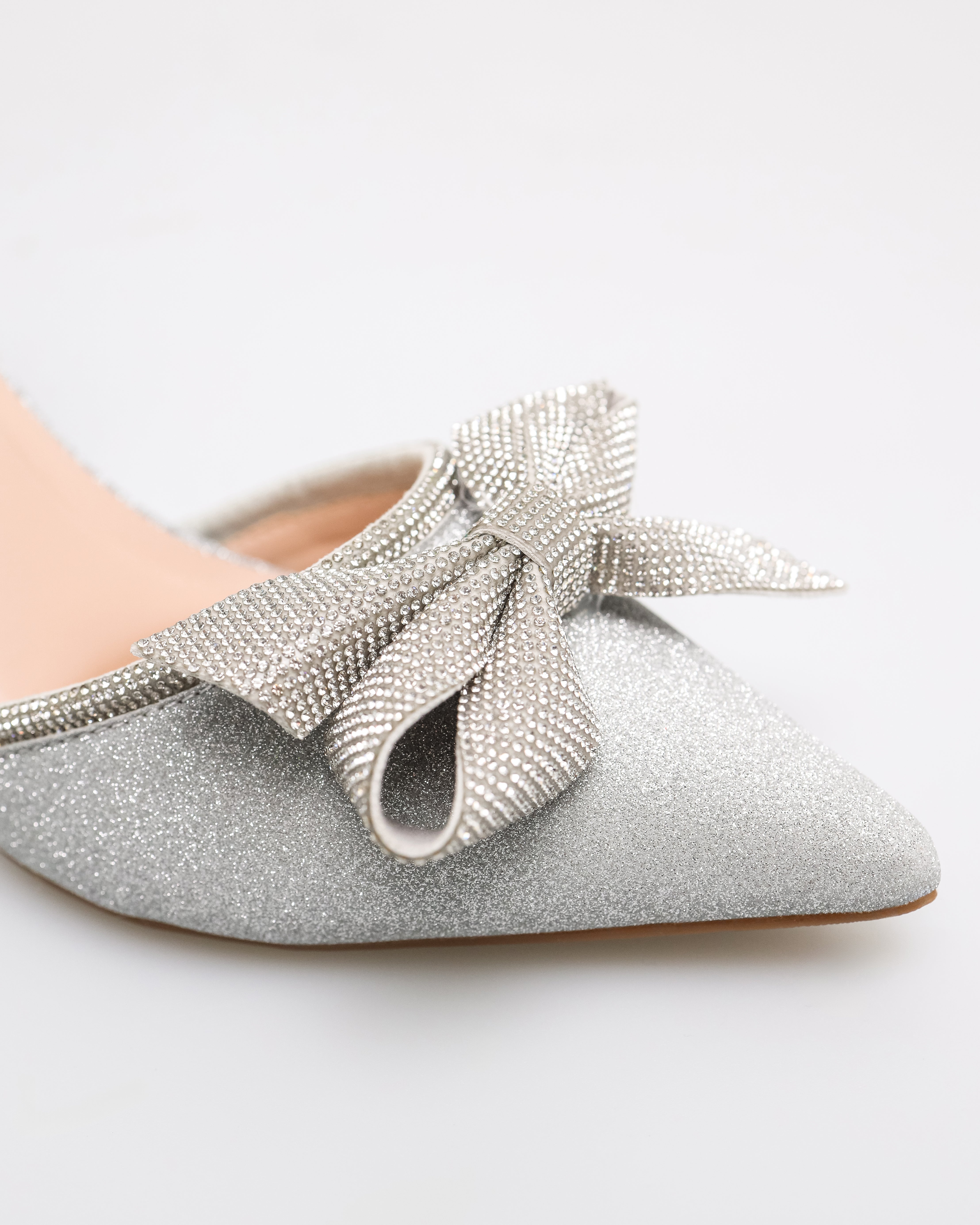 Tomaz NN528 Ladies Glittery Ribbon Heels (Silver)