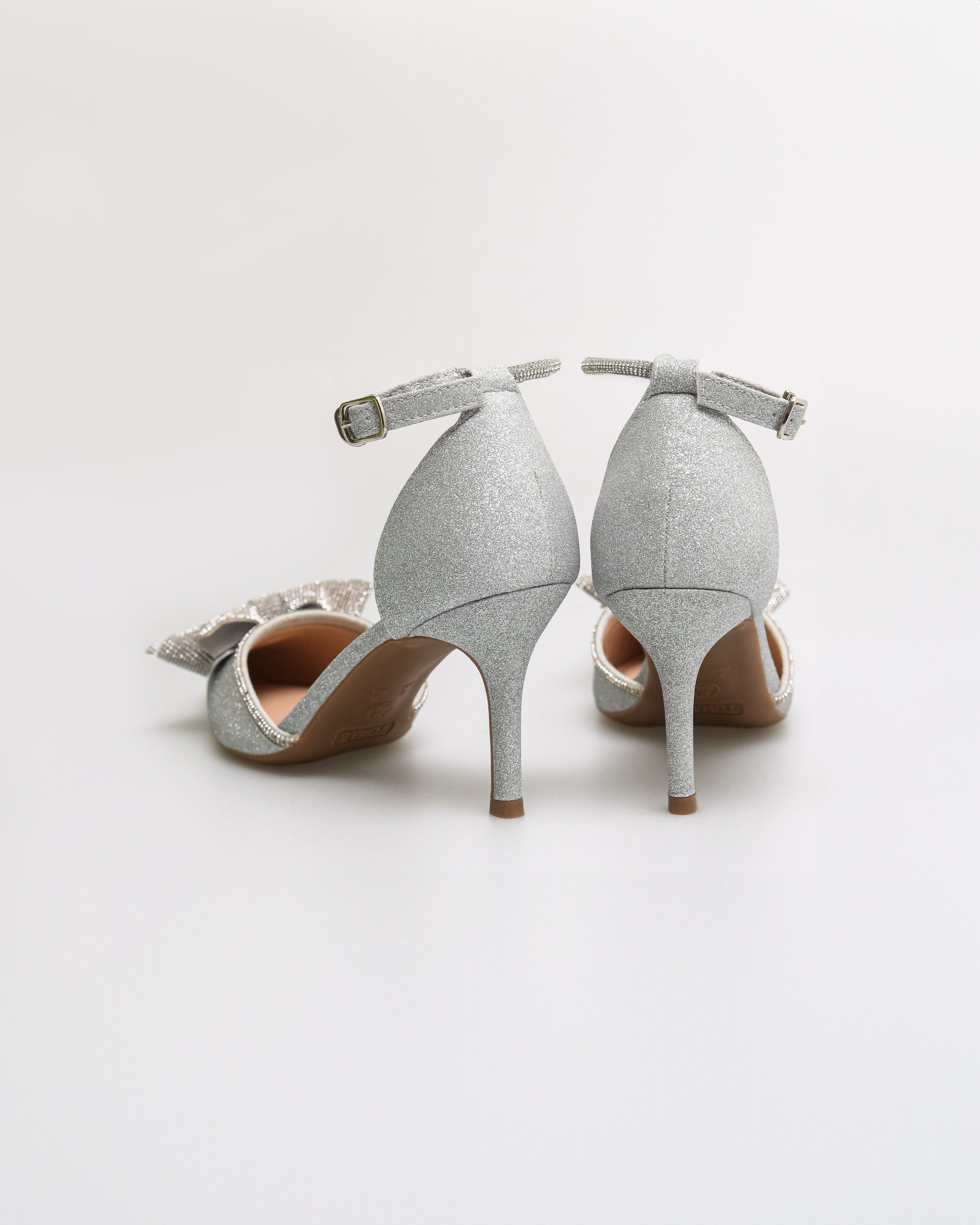 Tomaz NN528 Ladies Glittery Ribbon Heels (Silver)