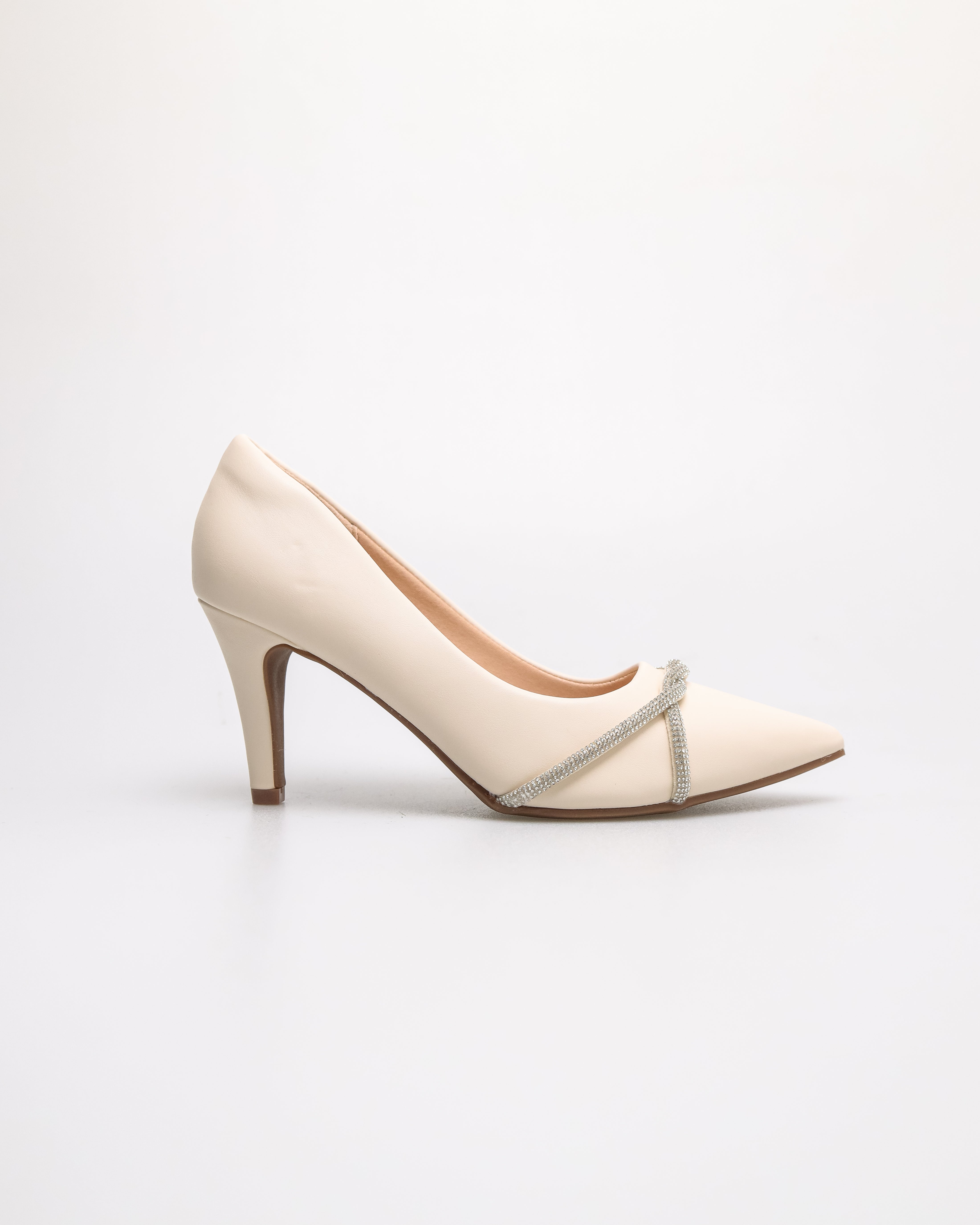 Tomaz NN517 Ladies Glitter Crisscross Heels (Cream)