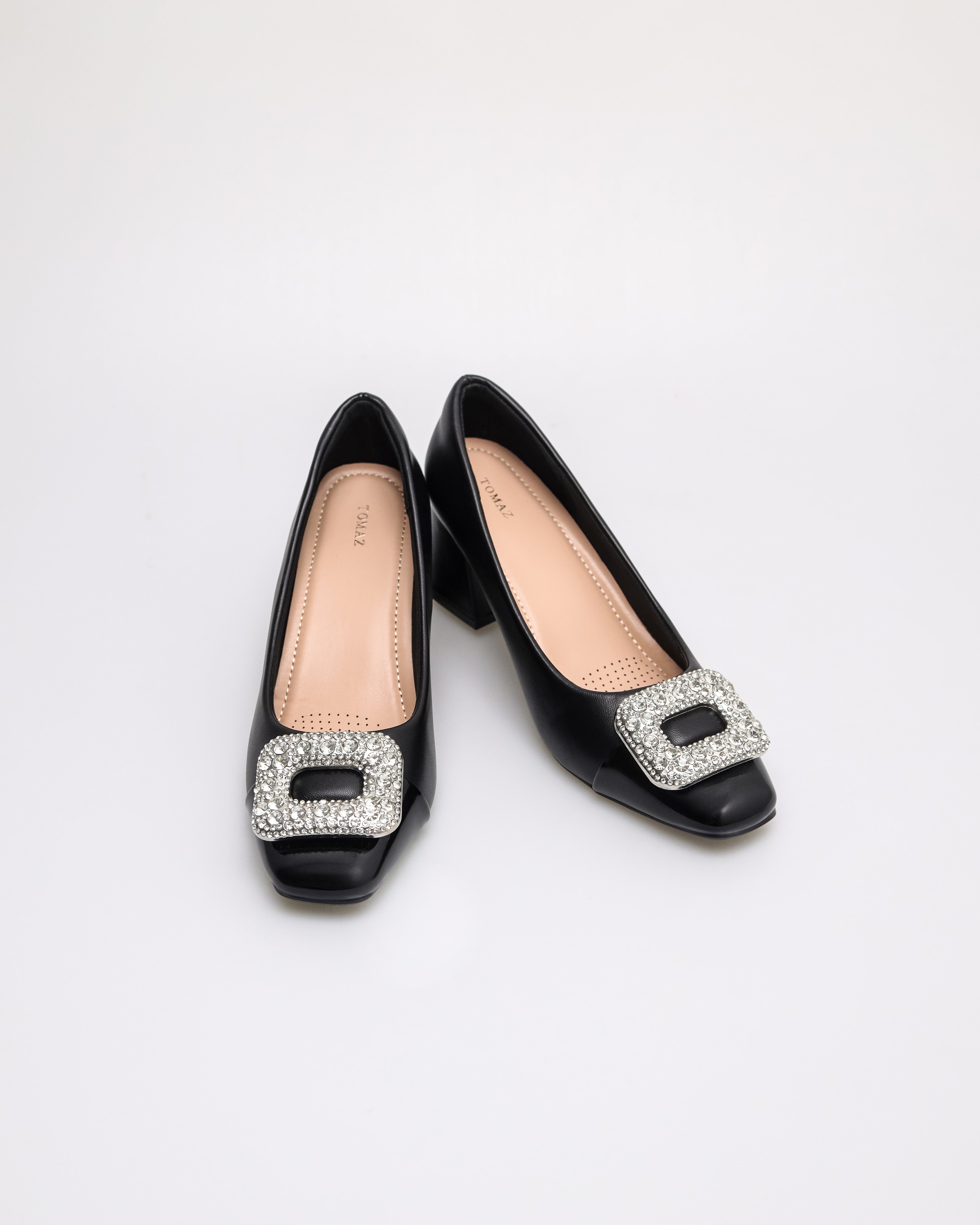 Tomaz NN532 Ladies Sparkle Block Heels (Black)