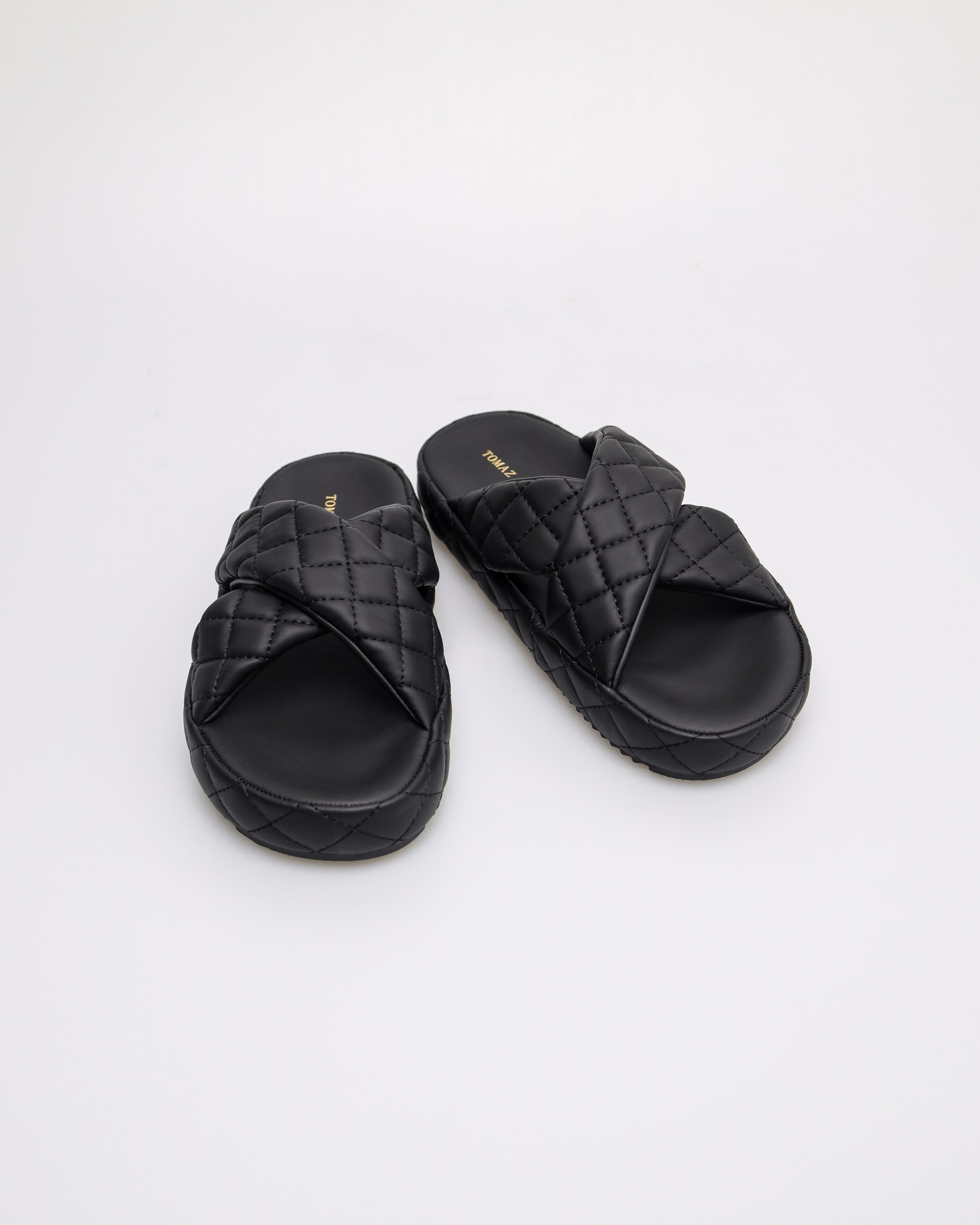 Tomaz NN394 Ladies Cross Quilted Slipper (Black)