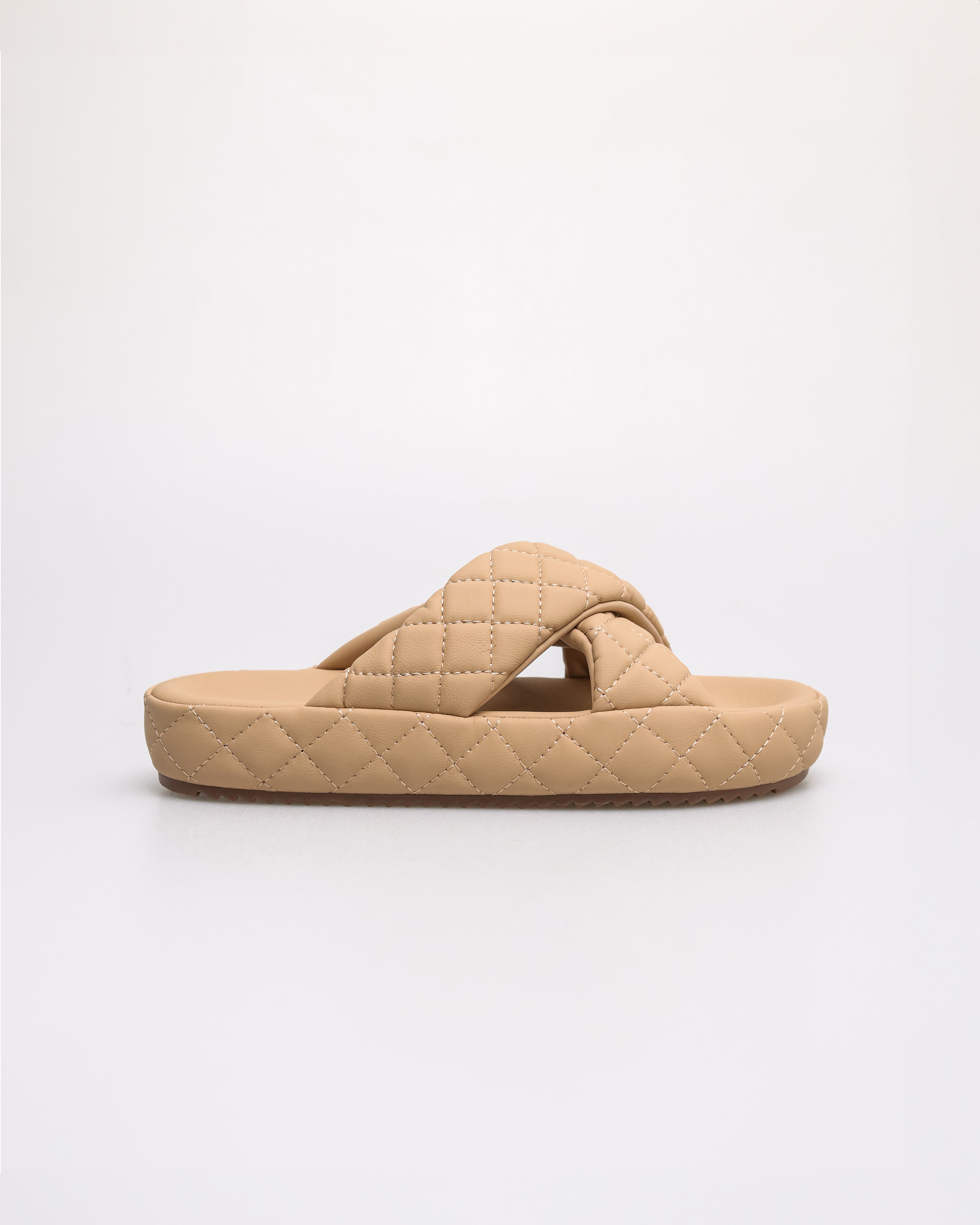 Tomaz NN394 Ladies Cross Quilted Slipper (Beige)