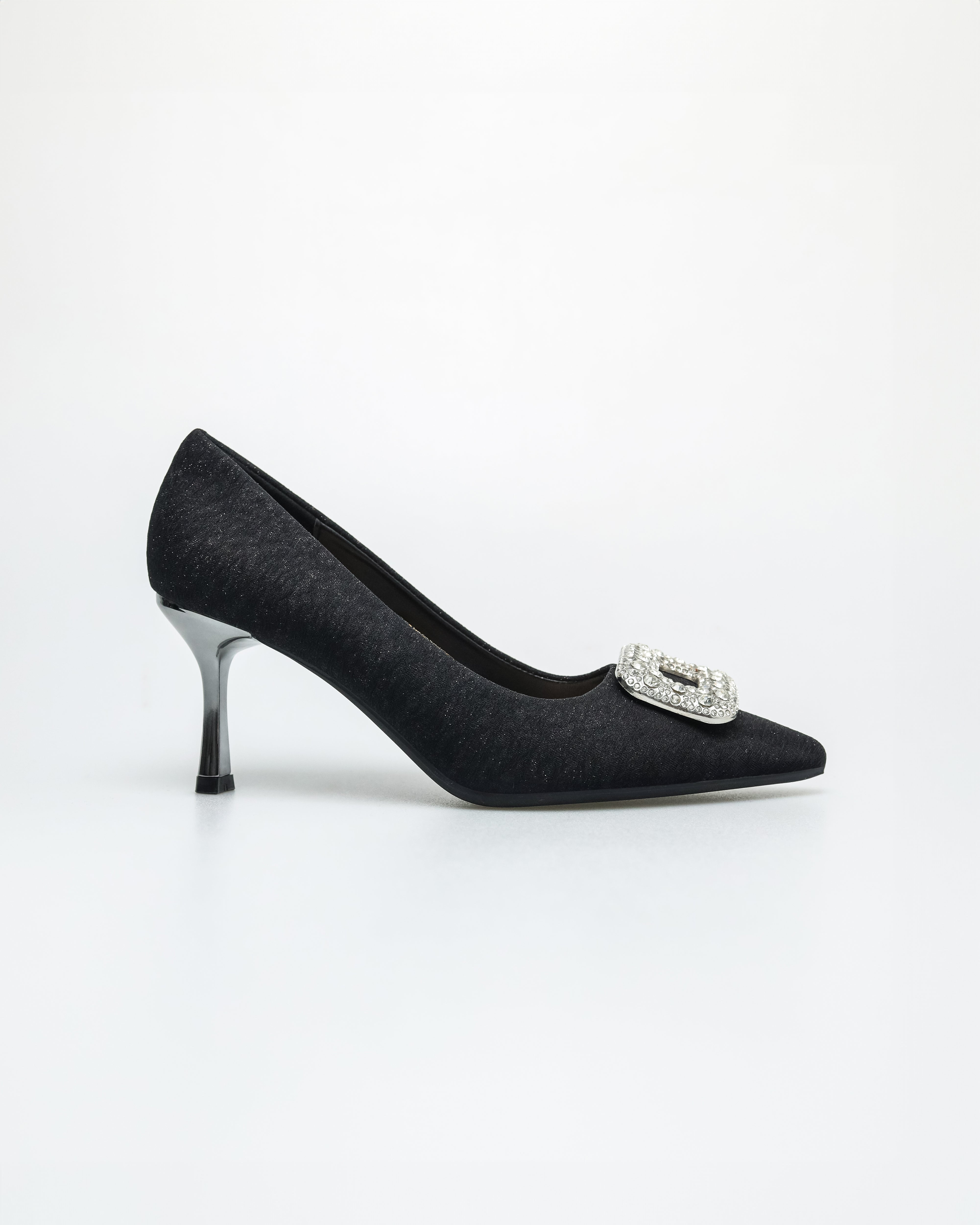 Tomaz NN526 Ladies Glittery Pointy Heels (Black)