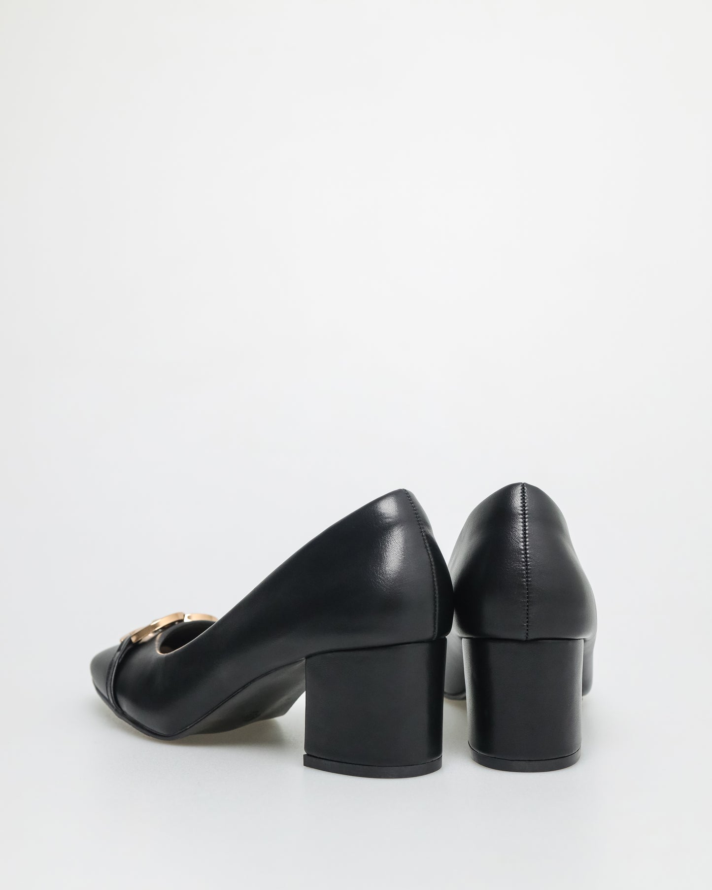 Tomaz NN209 Ladies Crossed-Chain Buckle Heels (Black)