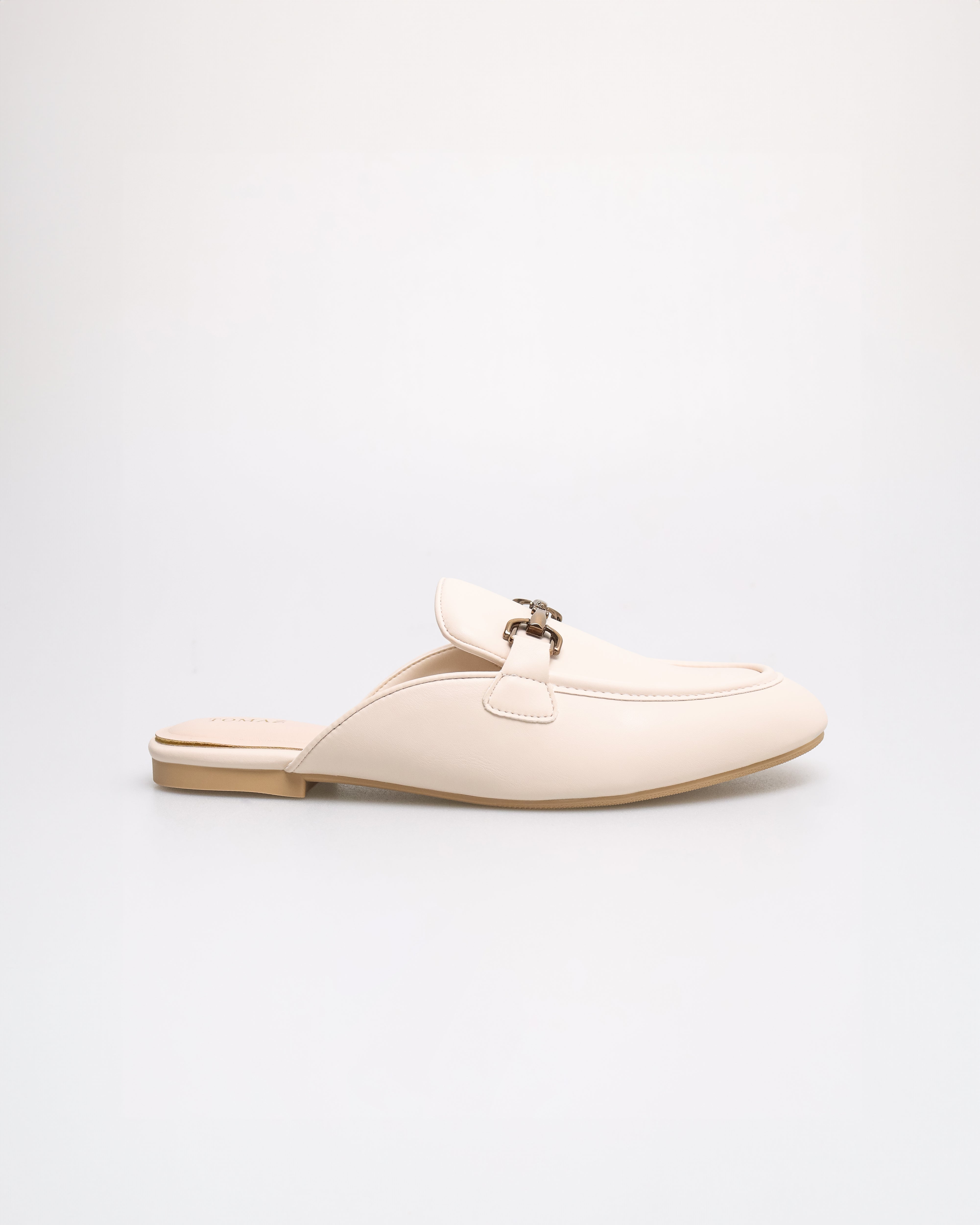 Tomaz YX219 Ladies Golden Horsebit Mules (Cream)