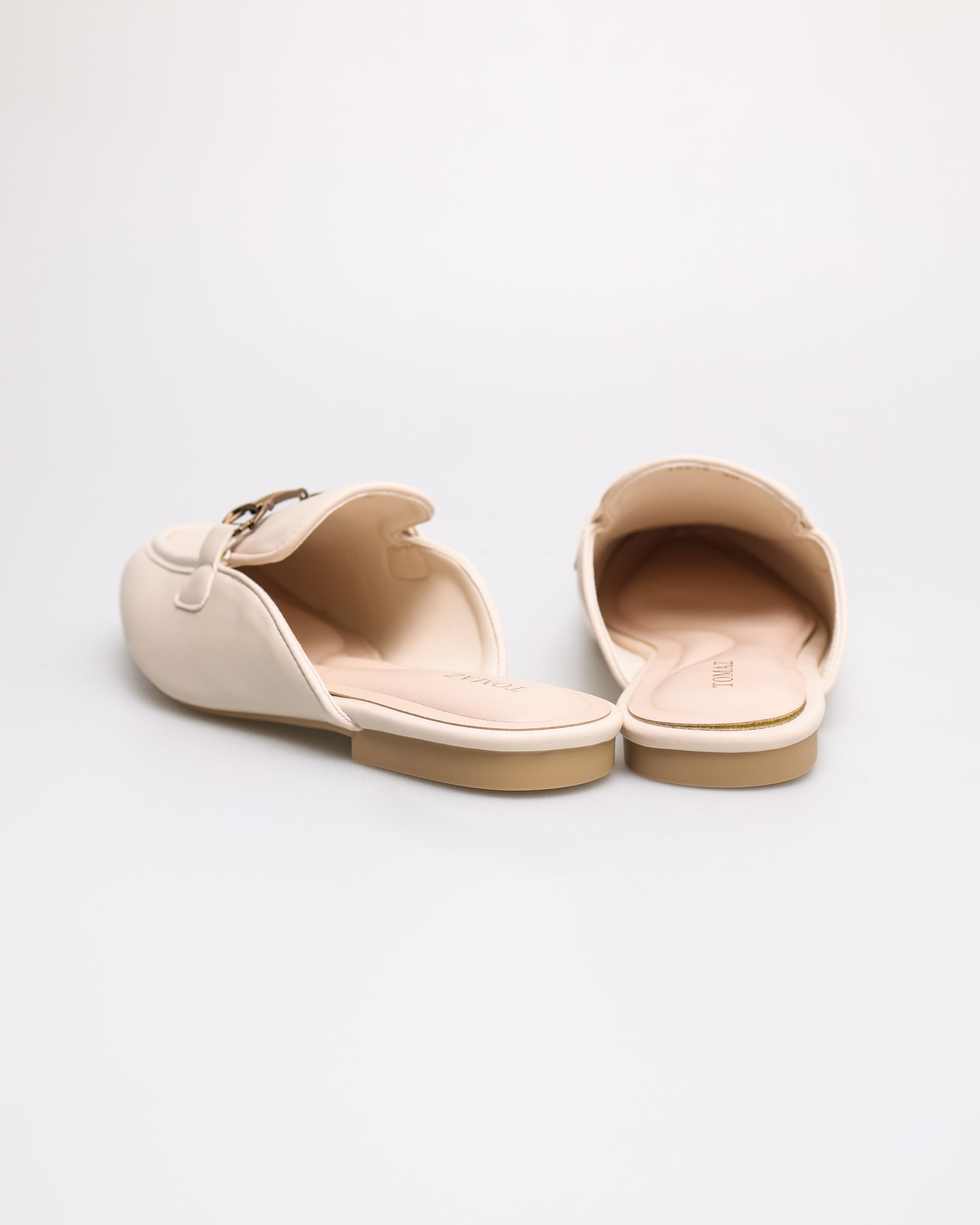 Tomaz YX219 Ladies Golden Horsebit Mules (Cream)