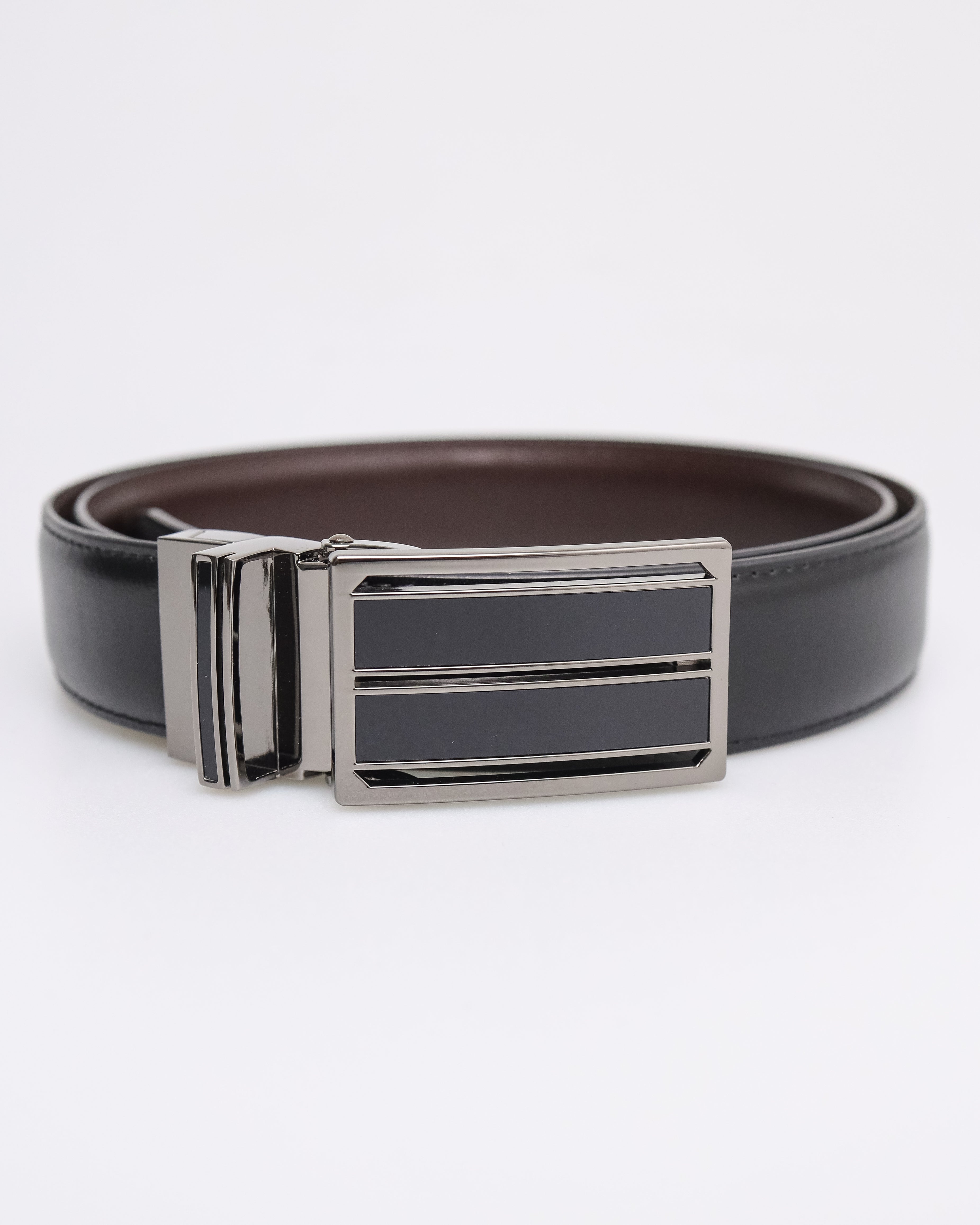 Tomaz AB128 Men's Reversible Split Leather Belt (Black/Coffee)