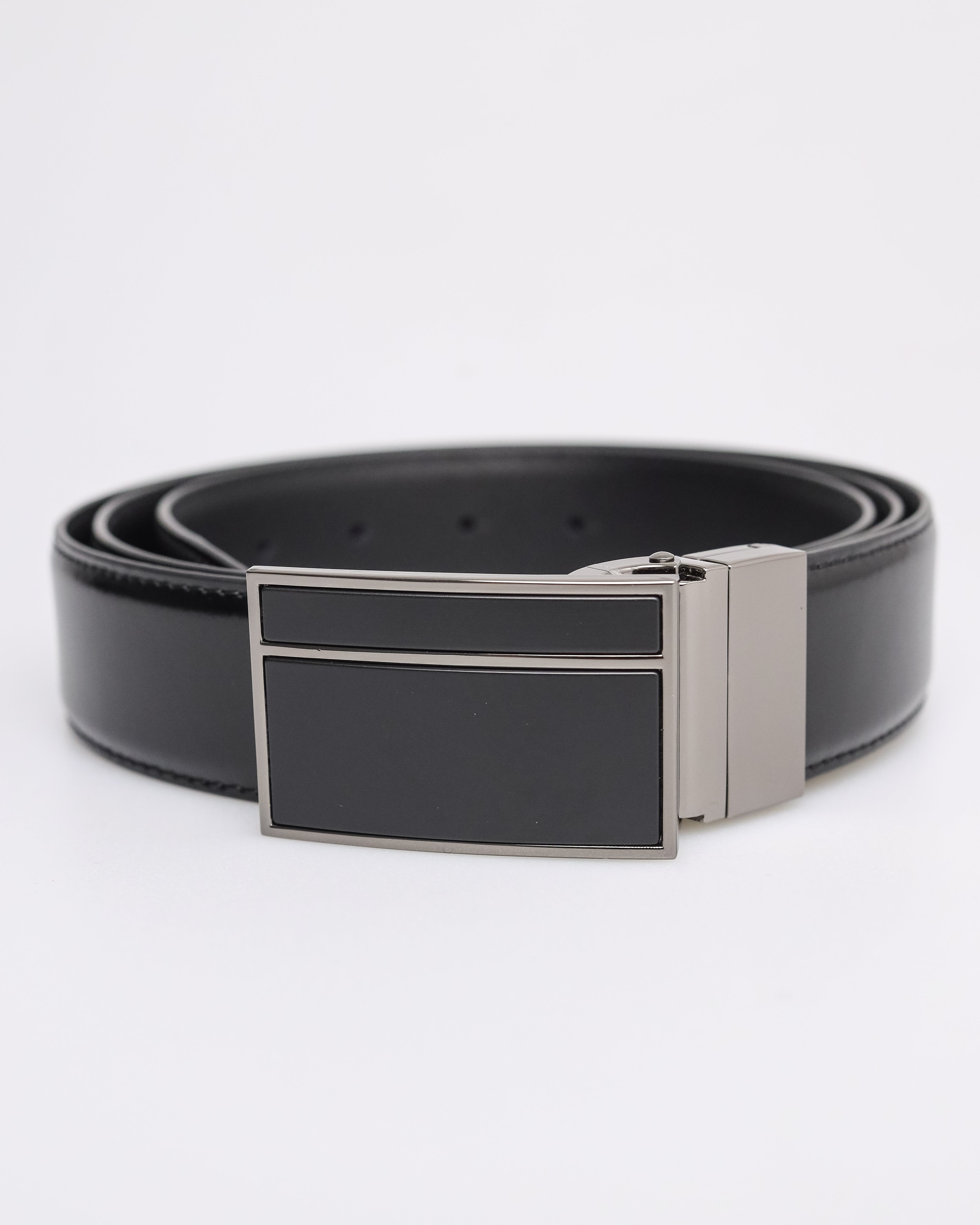 Tomaz AB127 Men's Plaque Leather Belt (Black)