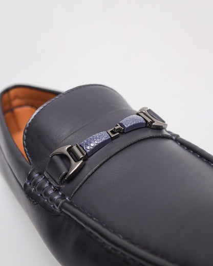 Tomaz C535 Men's Buckle Moccasins (Navy)