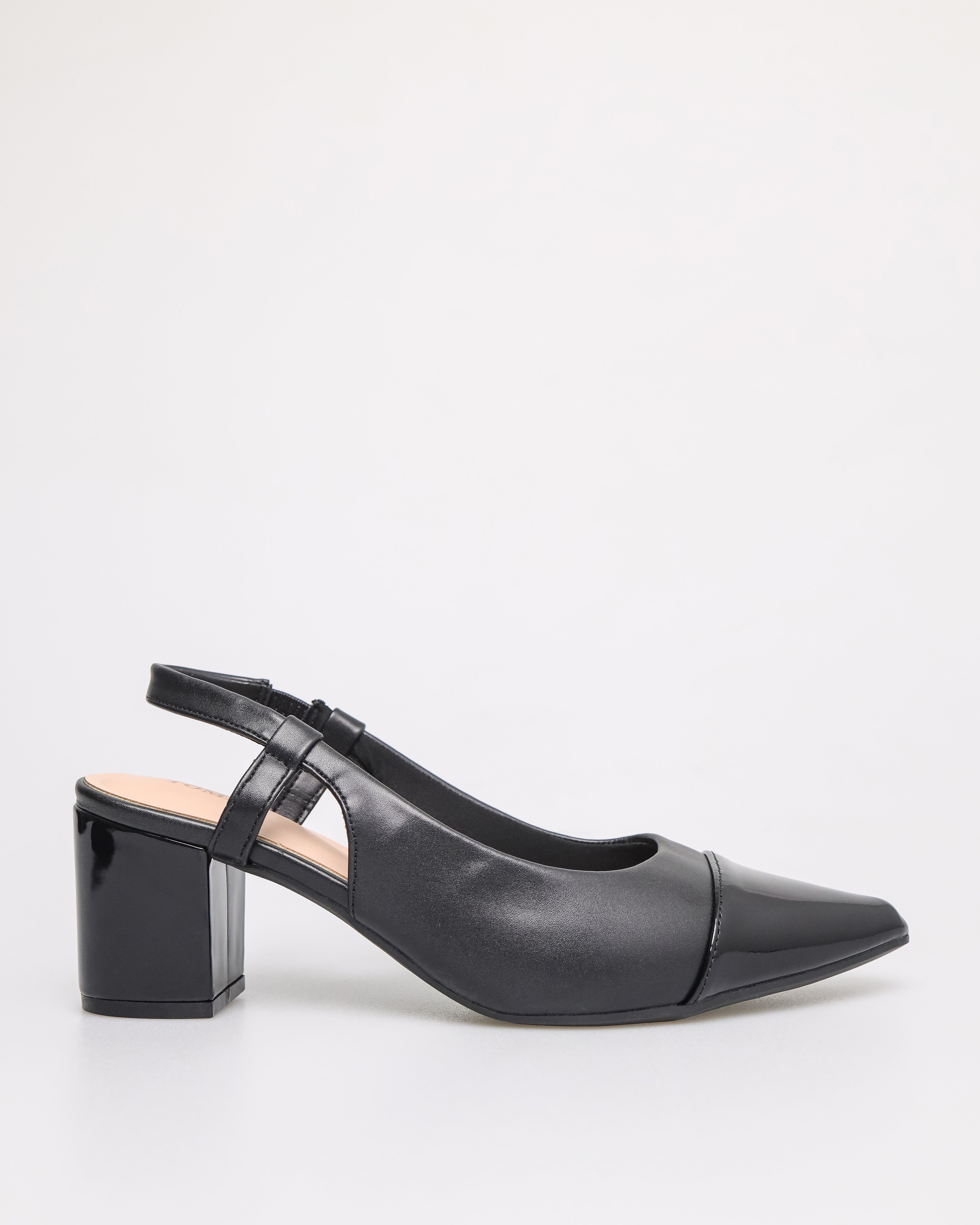 Tomaz NN197 Ladies Cap Toe Slingback Heels (Black)