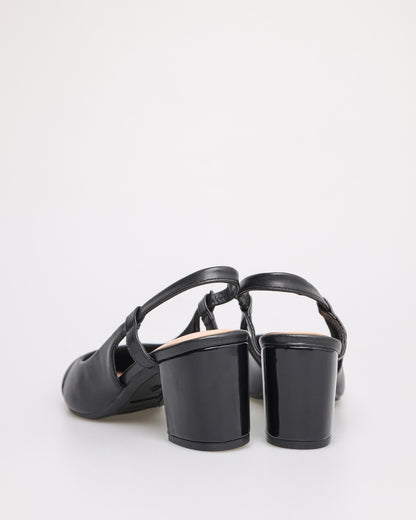 Tomaz NN197 Ladies Cap Toe Slingback Heels (Black)