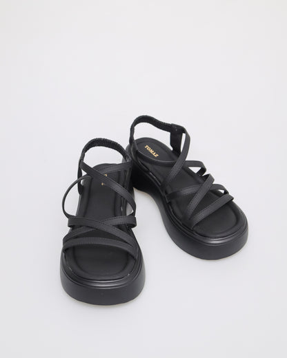 Tomaz NN182 Ladies Cross Strappy Sandal (Black)