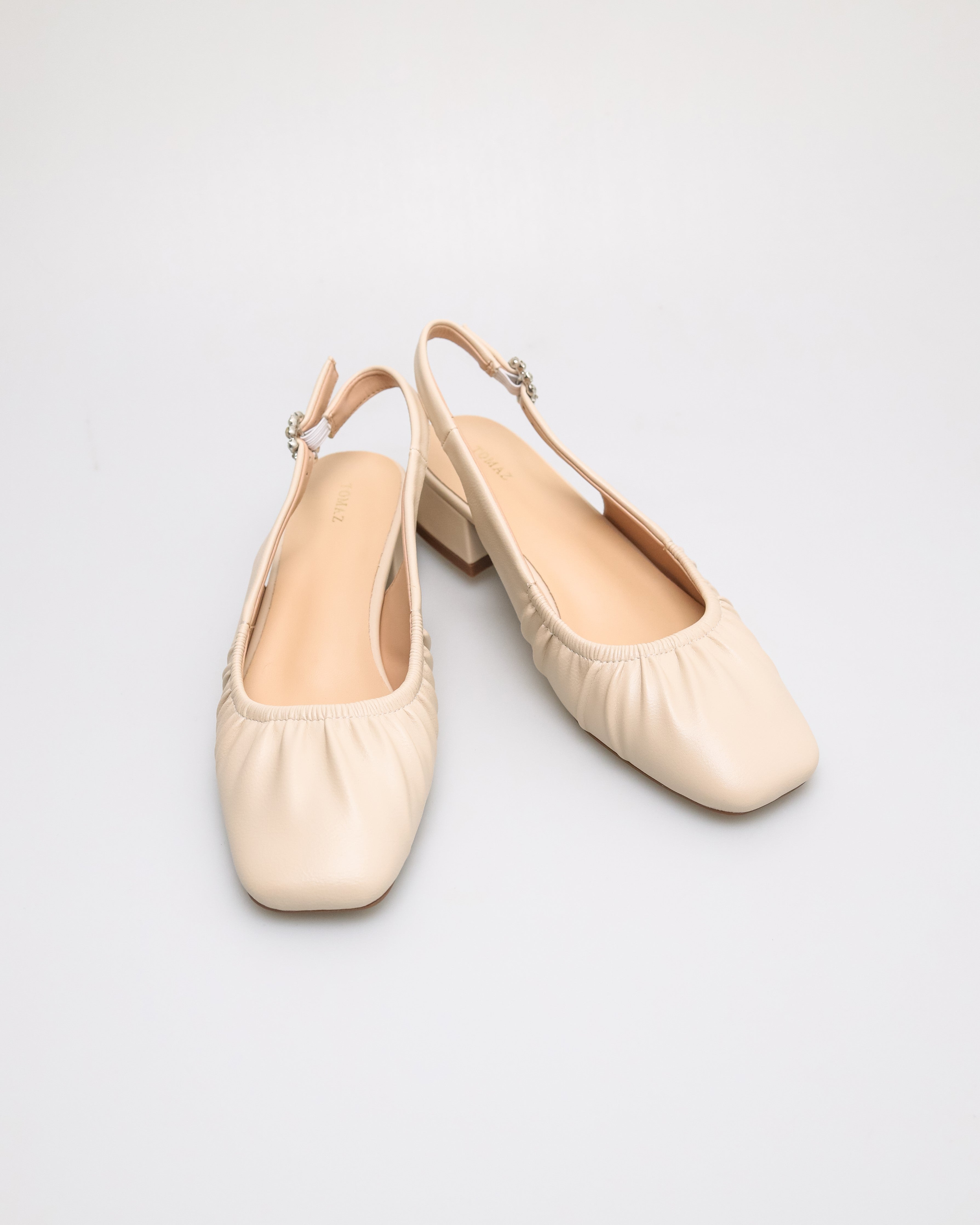 Tomaz NN542 Ladies Squared Ruched Heels (Cream)