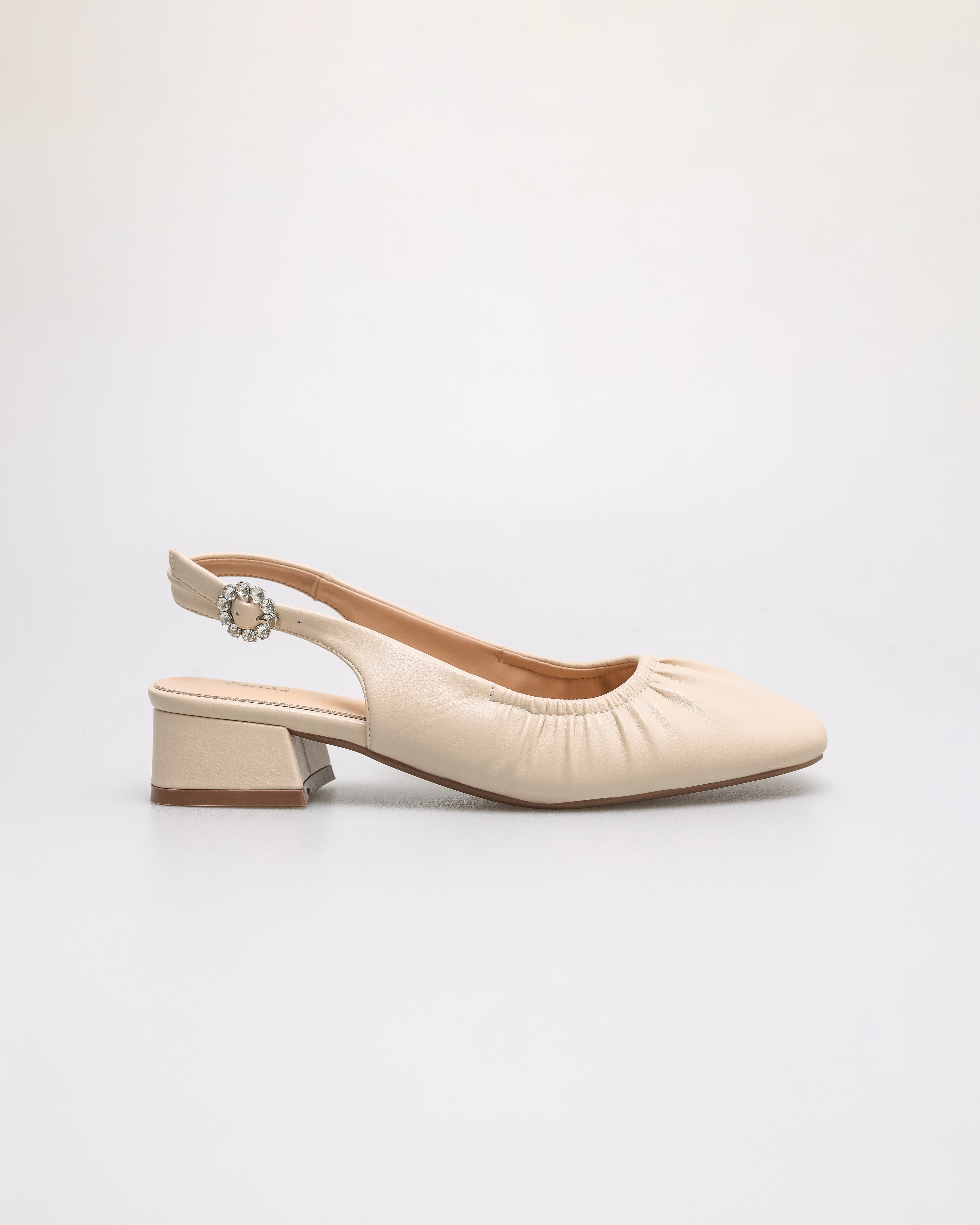 Tomaz NN542 Ladies Squared Ruched Heels (Cream)