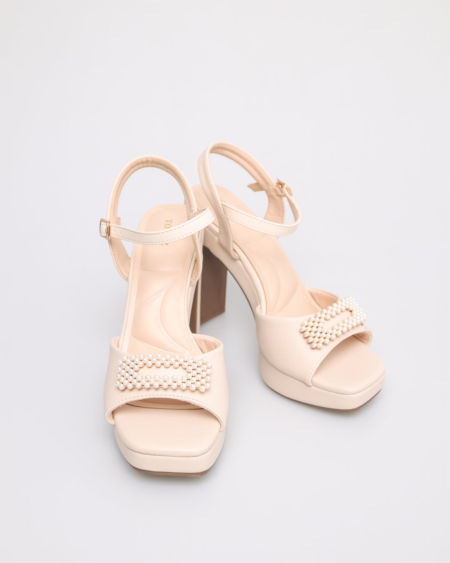 Tomaz NN204 Ladies Beaded Open Toe Heels (Cream)