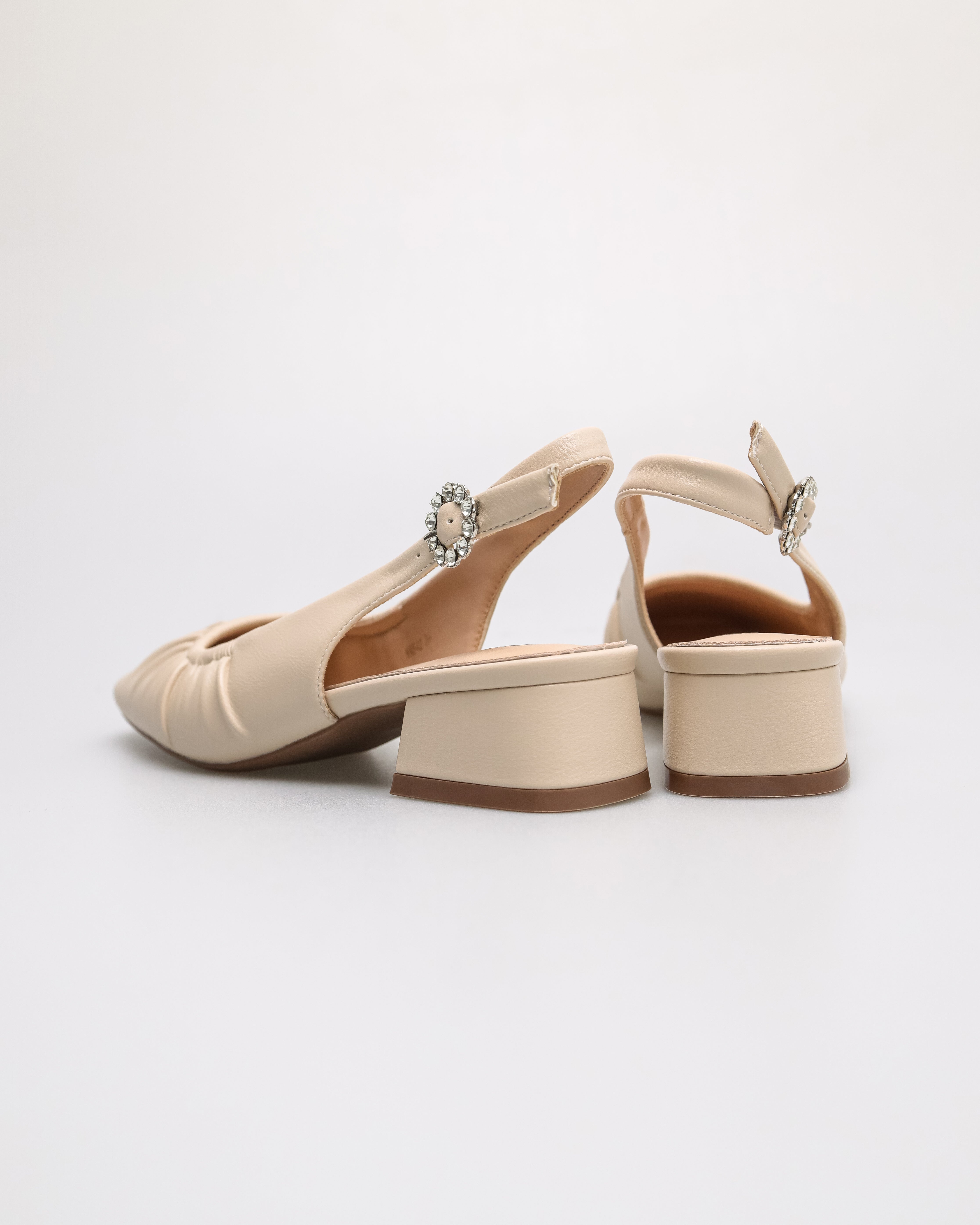 Tomaz NN542 Ladies Squared Ruched Heels (Cream)