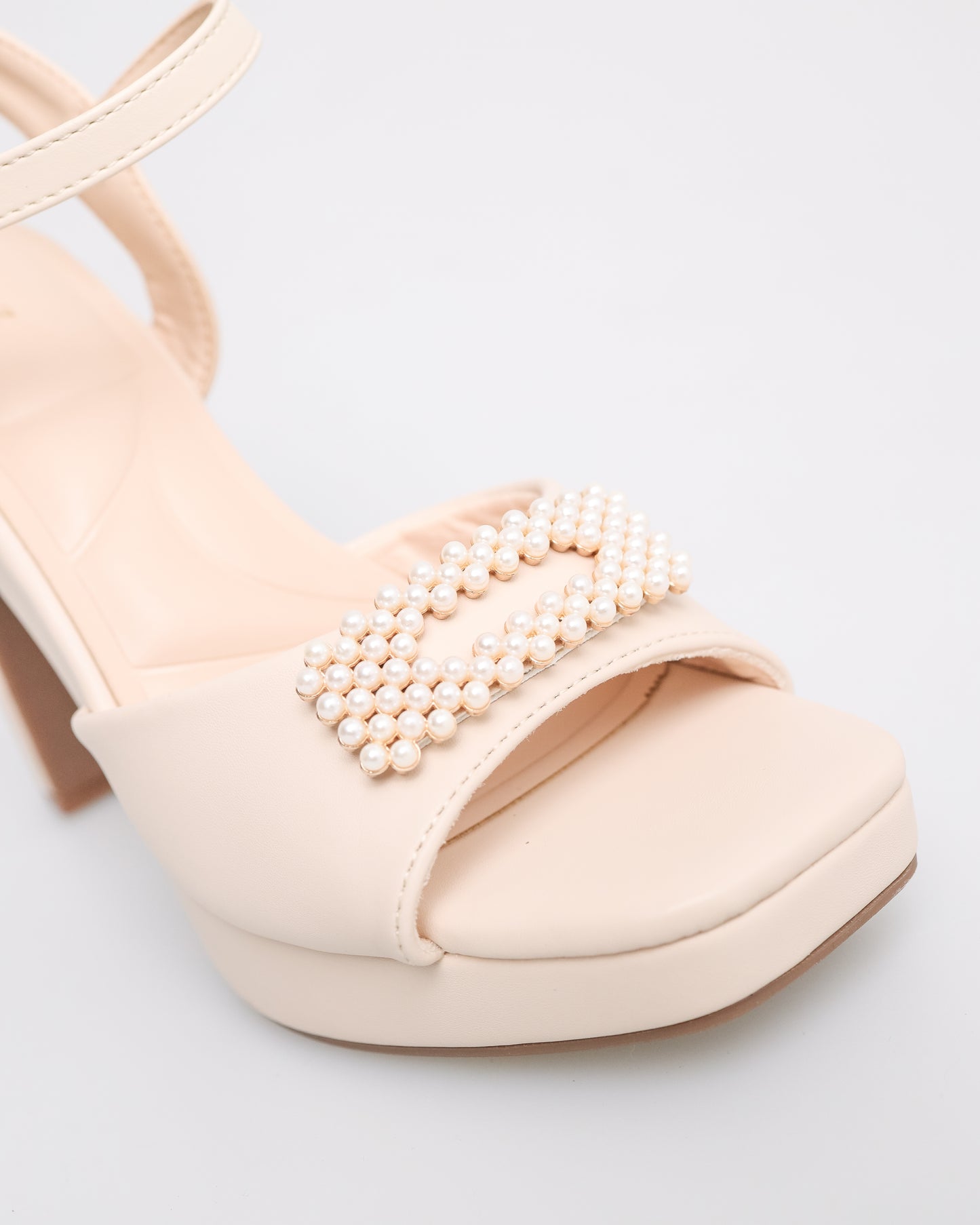 Tomaz NN204 Ladies Beaded Open Toe Heels (Cream)