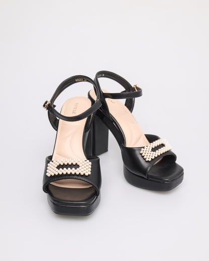 Tomaz NN204 Ladies Beaded Open Toe Heels (Black)