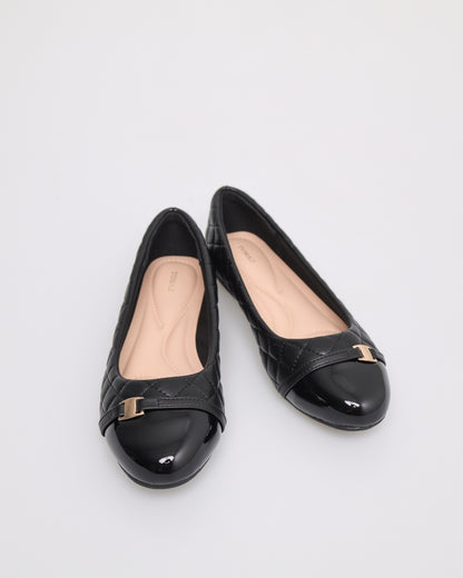 Tomaz NN253 Ladies Quilted Ballet Flats (Black)
