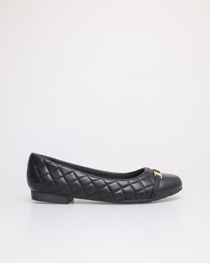 Tomaz NN253 Ladies Quilted Ballet Flats (Black)