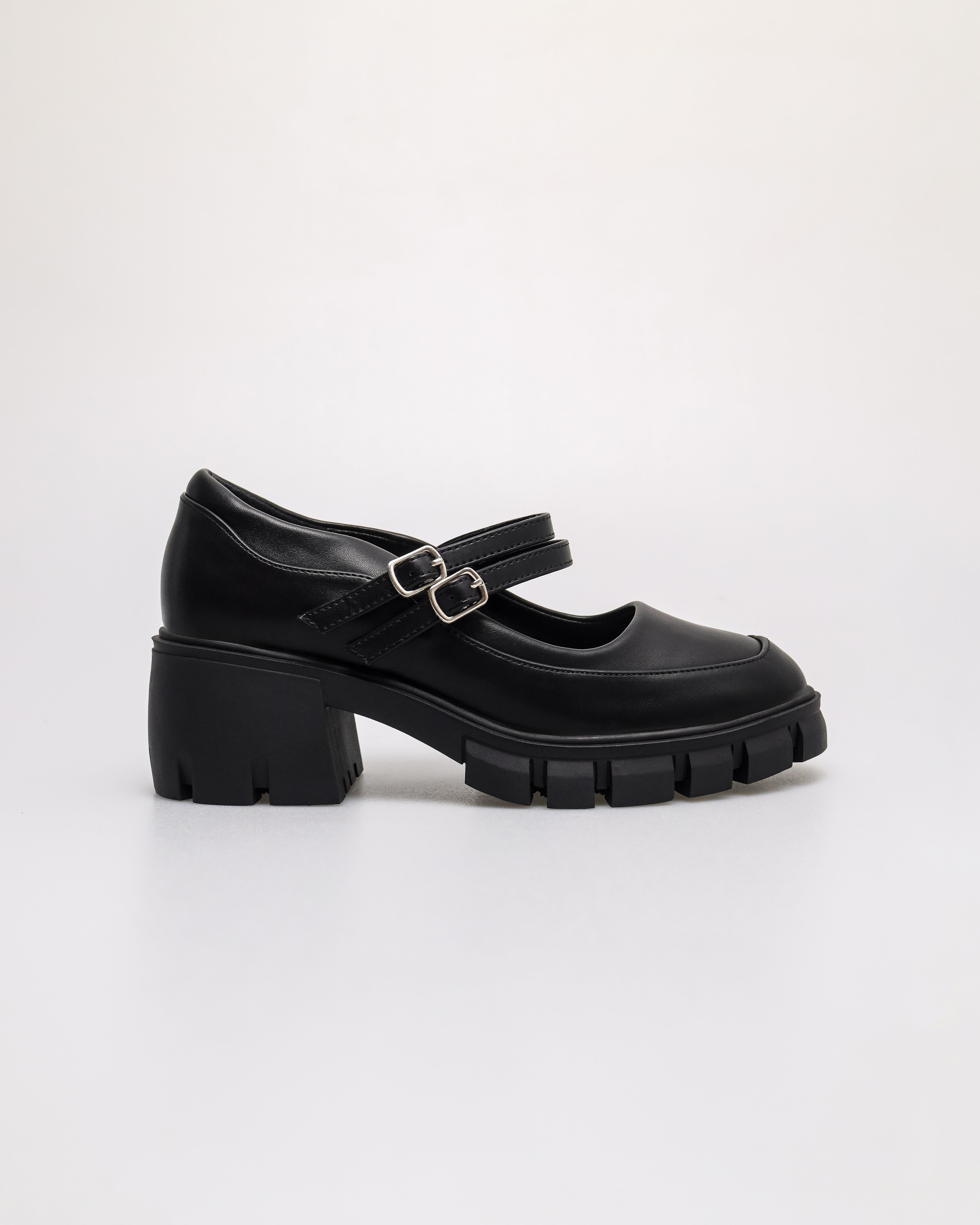 Tomaz NN396 Ladies Loafers Block Heels (Black)