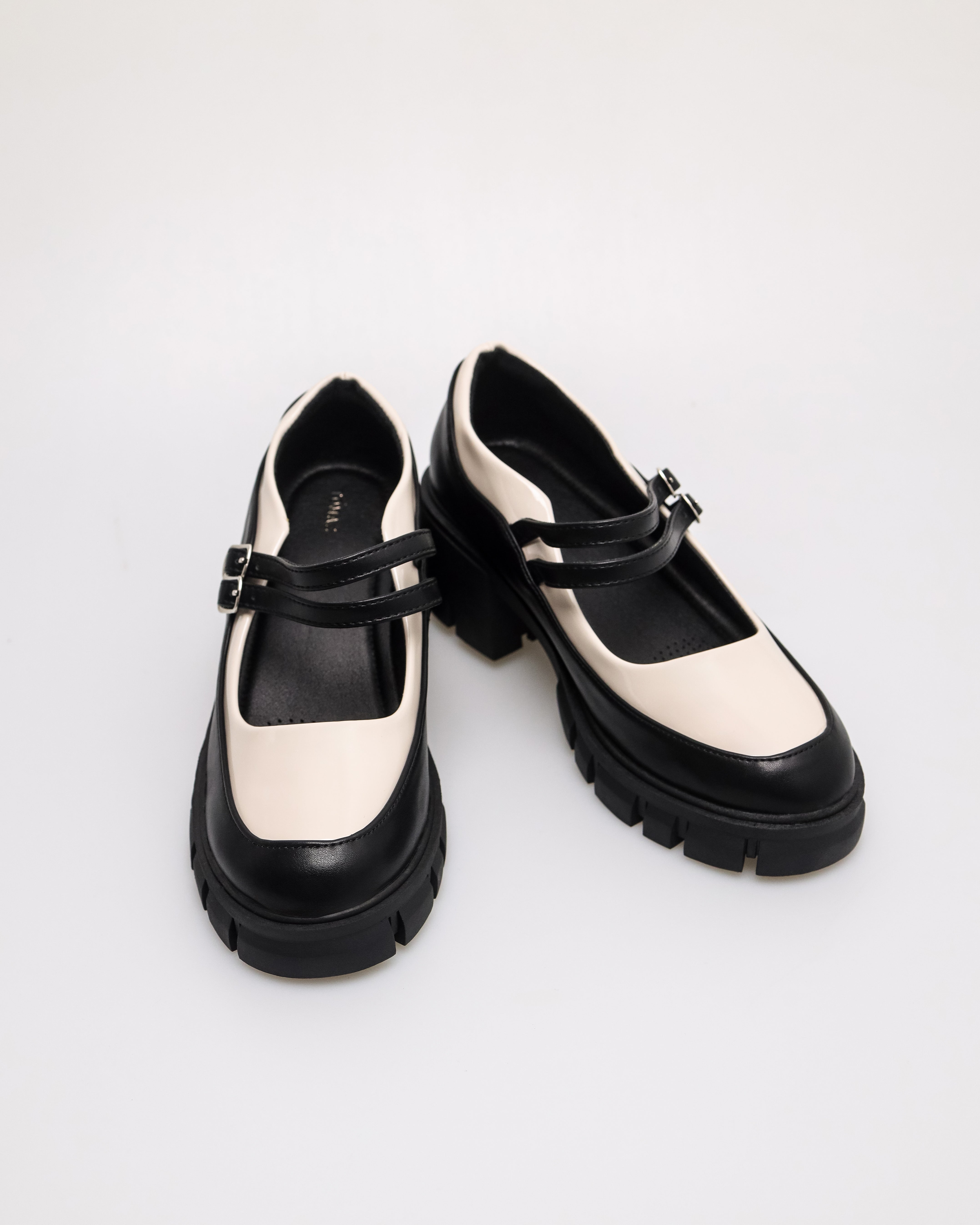 Tomaz NN396 Ladies Loafers Block Heels (Black/Cream)