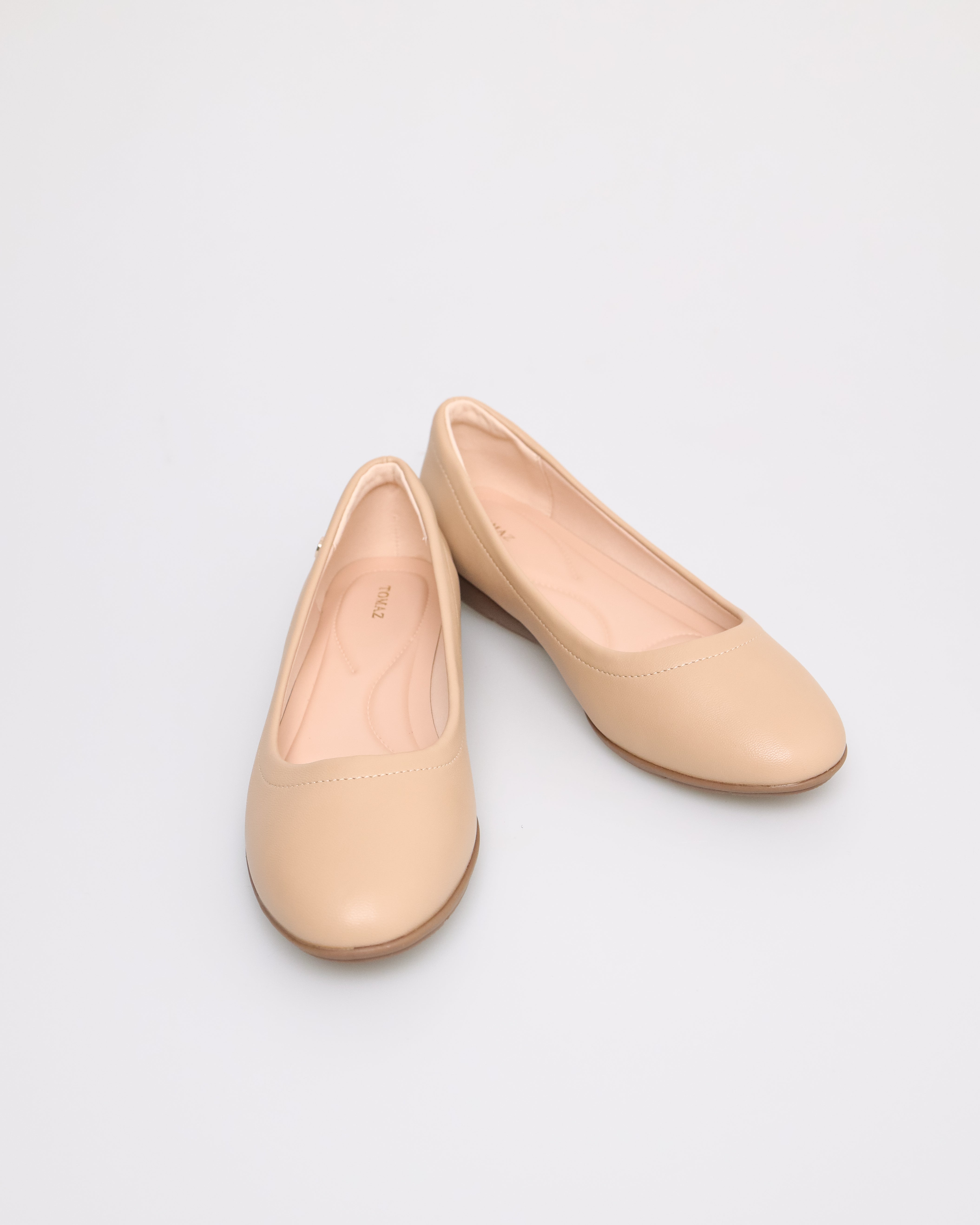 Tomaz NN226 Ladies Square Toe Ballerinas (Beige)