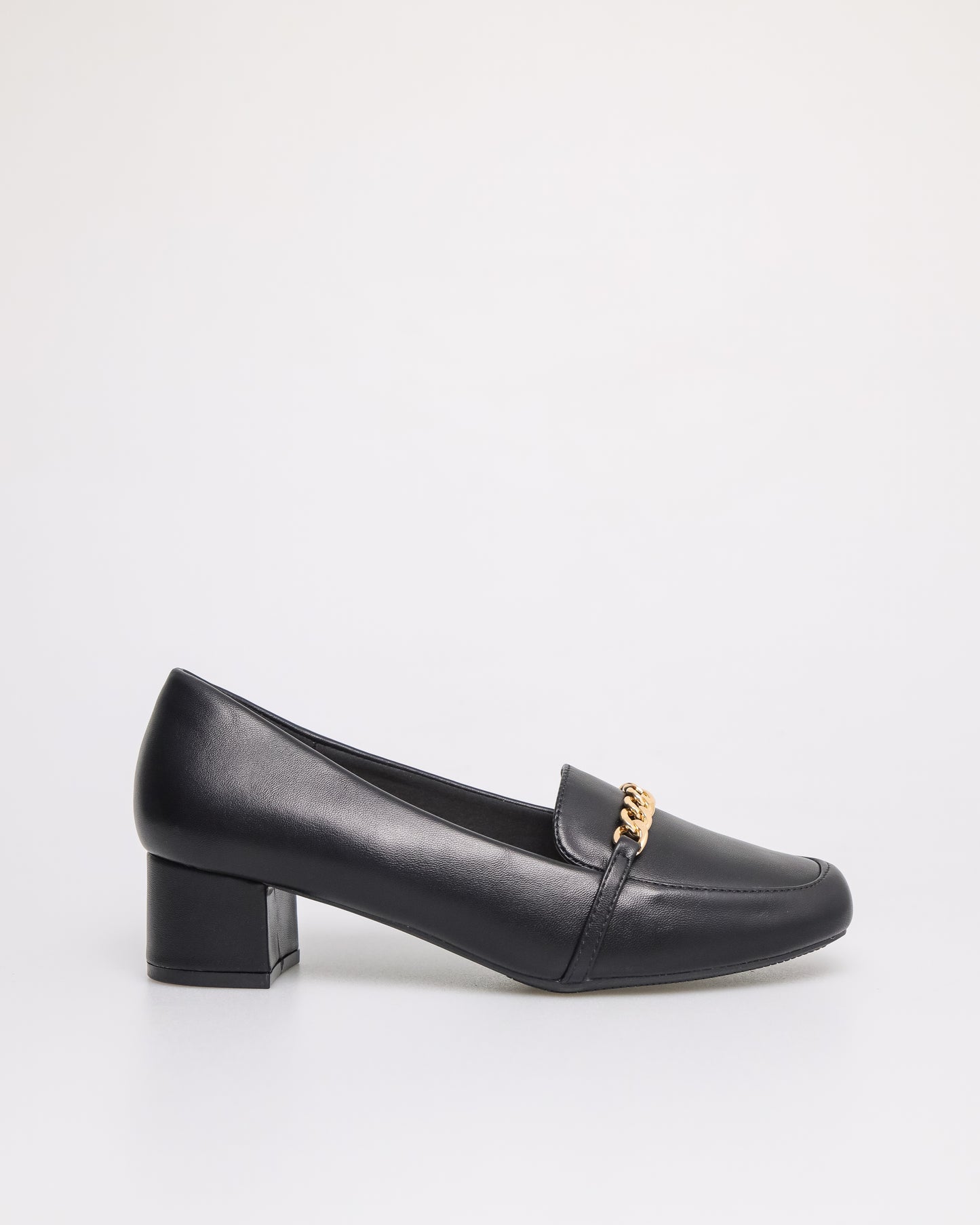 Tomaz NN205 Ladies Chained-Buckle Heeled Loafer (Black)