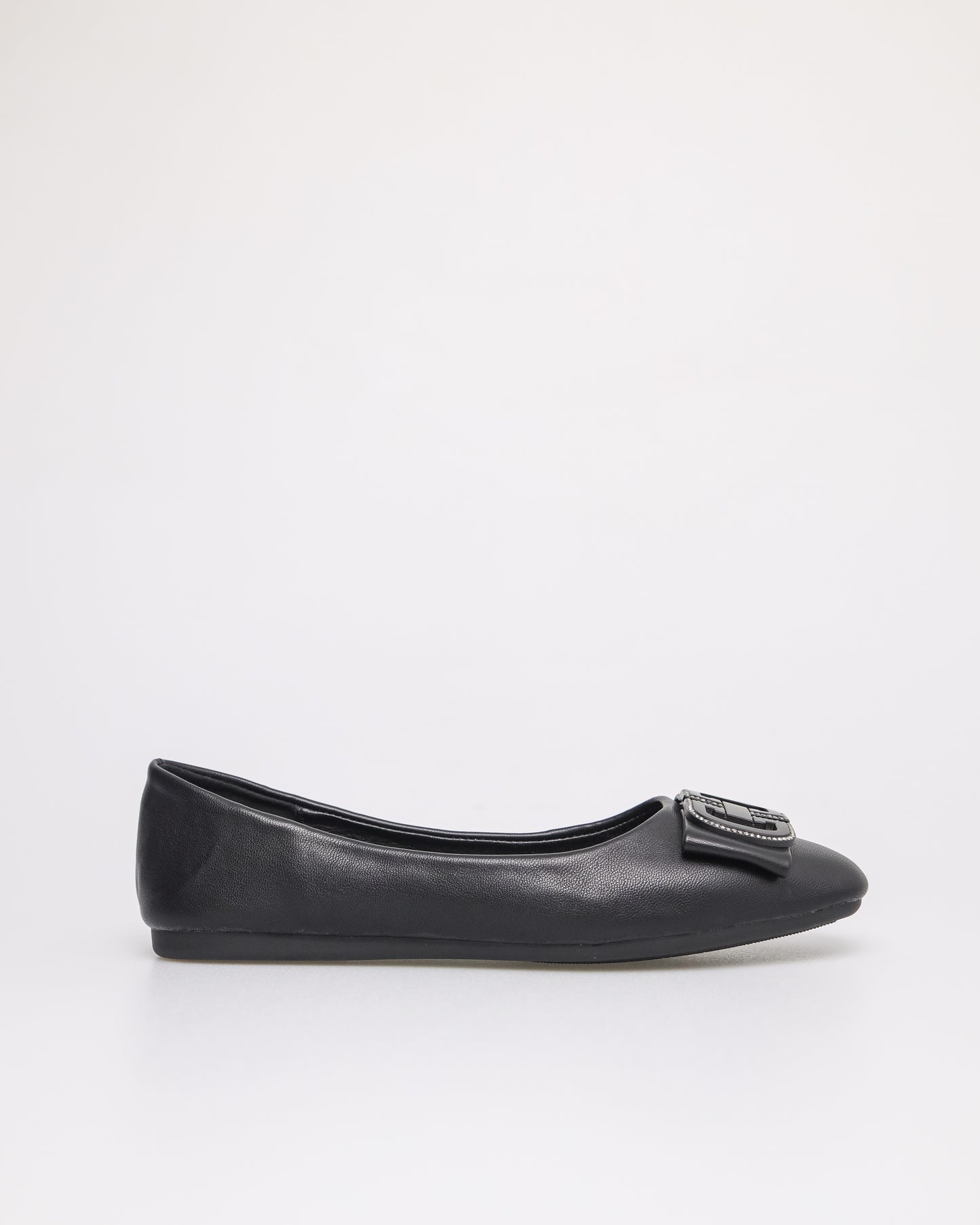 Tomaz NN255 Ladies Emblem Buckle Flats (Black)