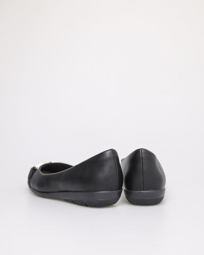 Tomaz NN247 Ladies Buckle Ballerinas (Black)